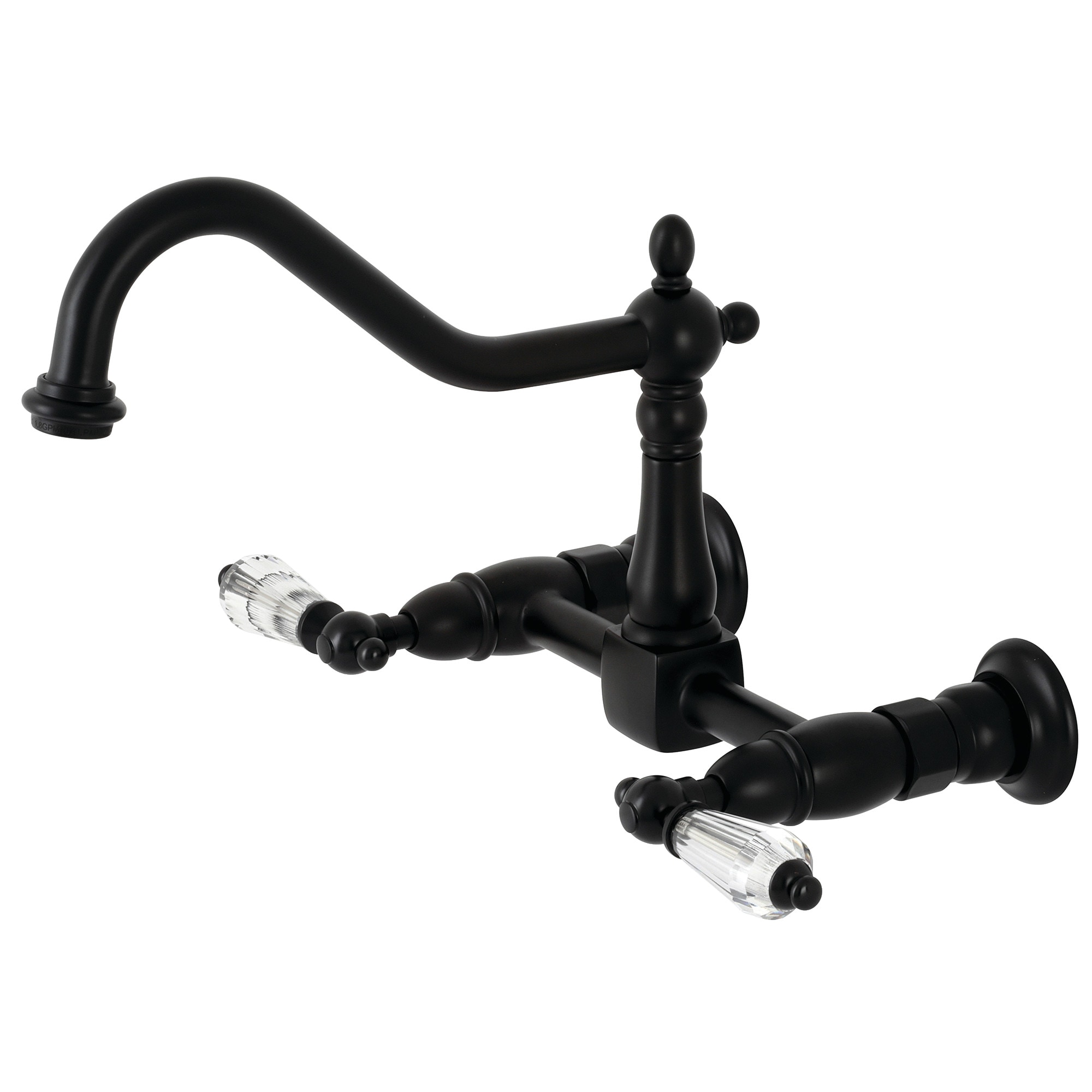 Kingston Brass WLKS1240WLL Wilshire Matte black Double Handle Wall-mount Kitchen Faucet