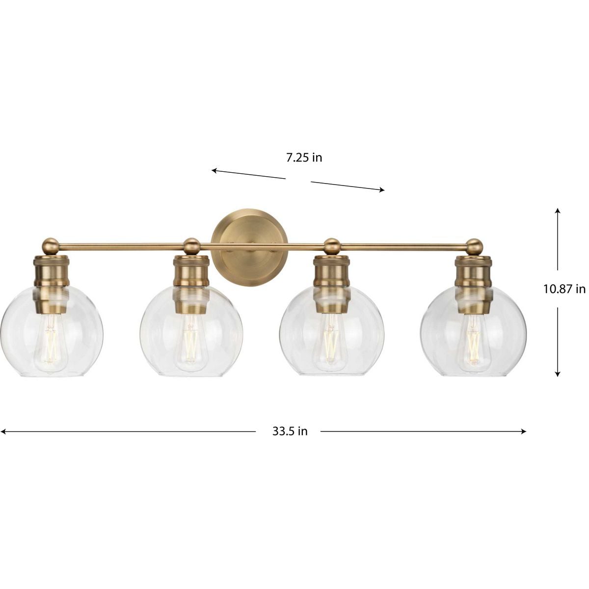 Progress Lighting Hansford 33.5-in 4-Light Brass Farmhouse Vanity Light ...