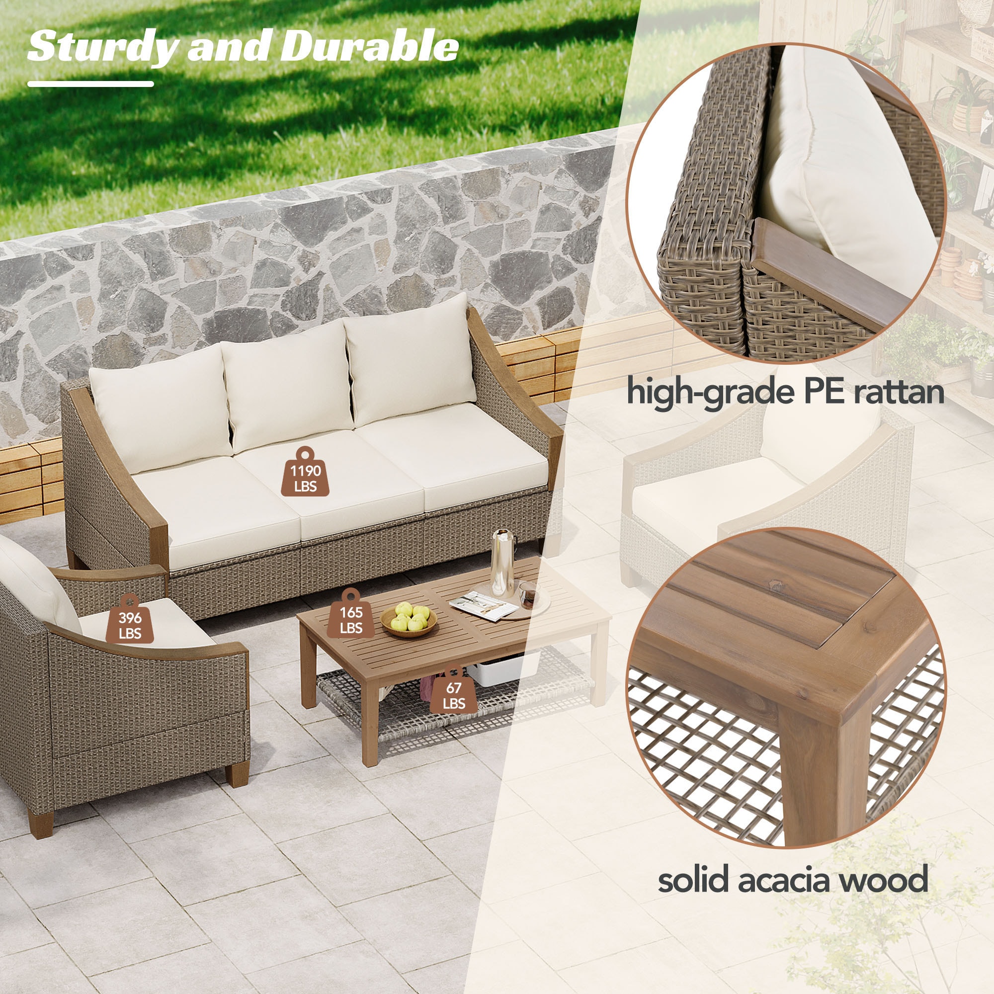 CASAINC CN-WFQ09-BR-RD Patio-Conversation-Sets - View #5