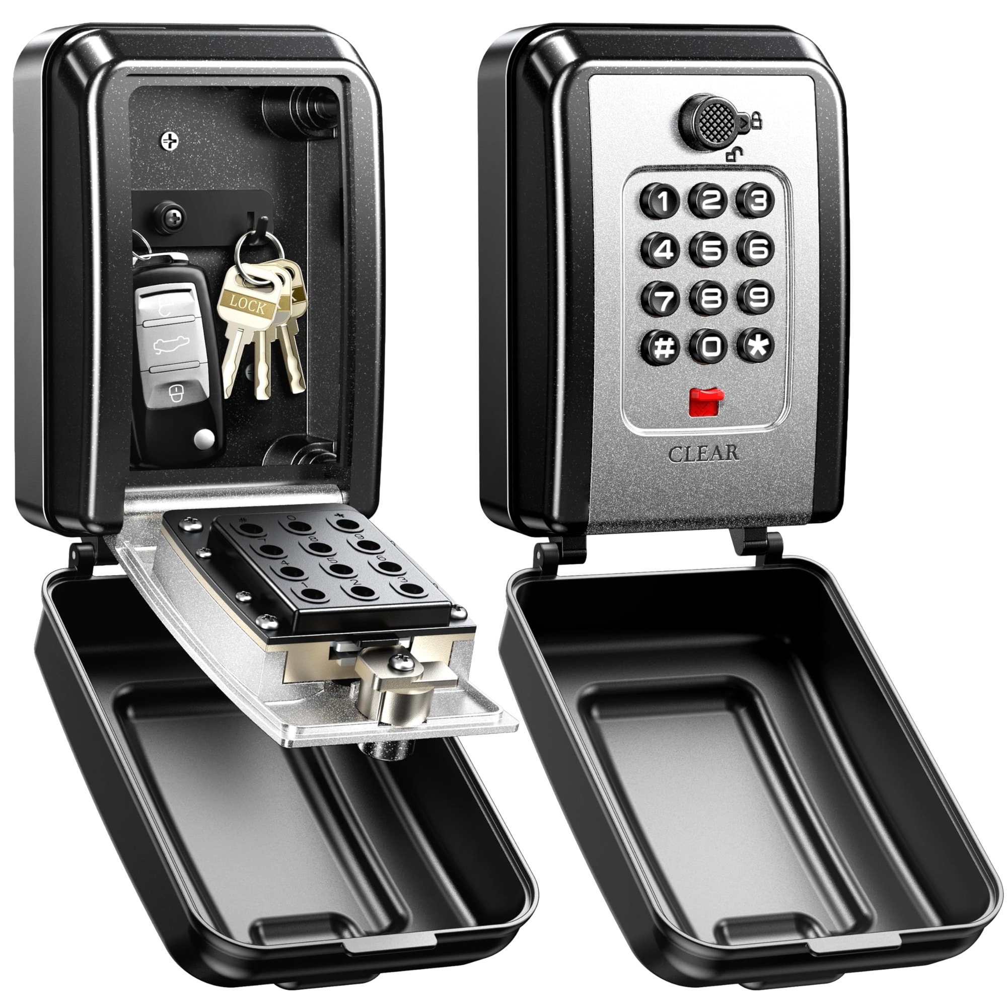 Adrinfly  Lock Box for Keys with Code Wall Mounted Key Lock Box with Resettable 12 Digit Combination Large Capacity Weatherproof Key Safe Storage