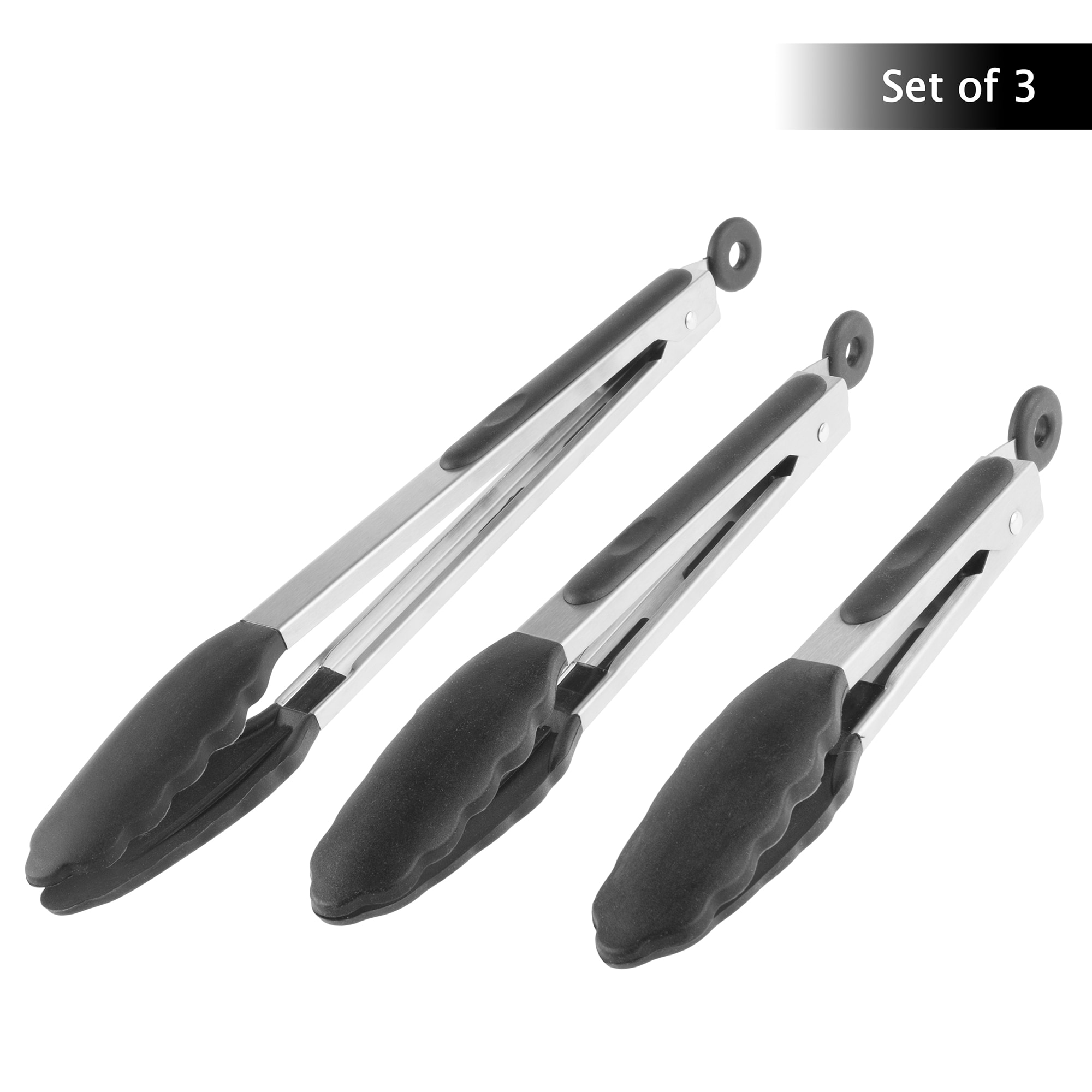 Hastings Home 922444EXN 3 -Piece Silicone Tongs