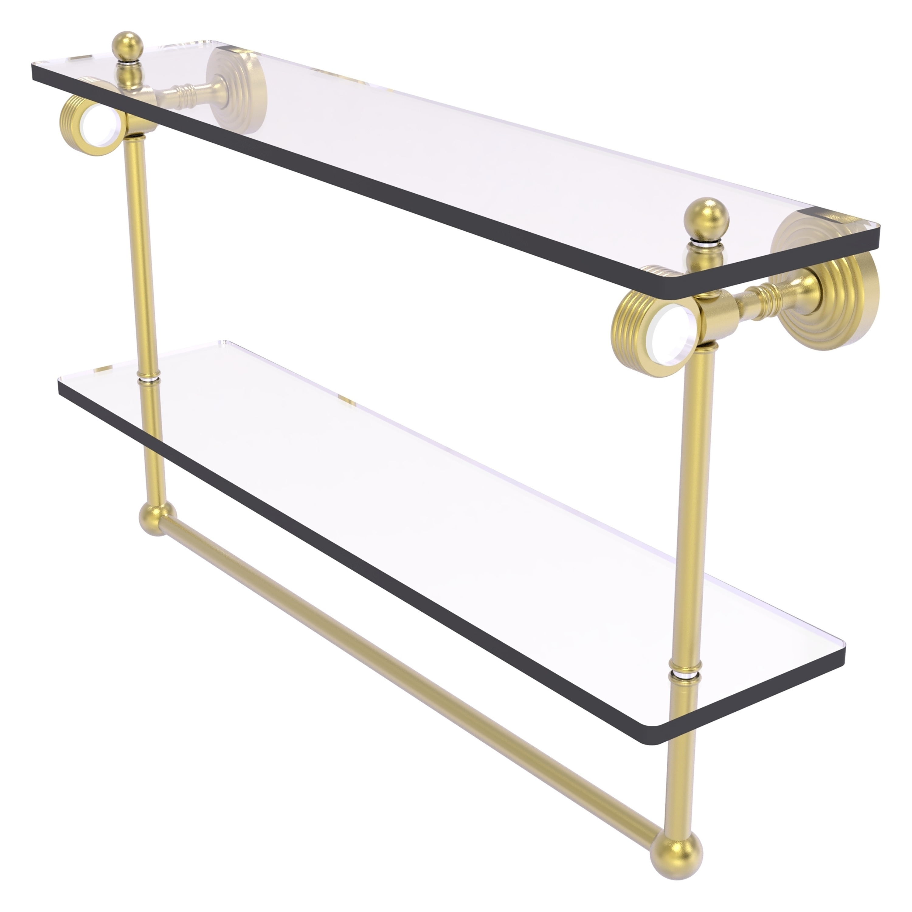Allied Brass PG-2TBG-22-SBR Pacific Grove Satin Brass 2 -Tier Wall mount Bathroom Shelf ( 22-in x 13-in x 5-in )