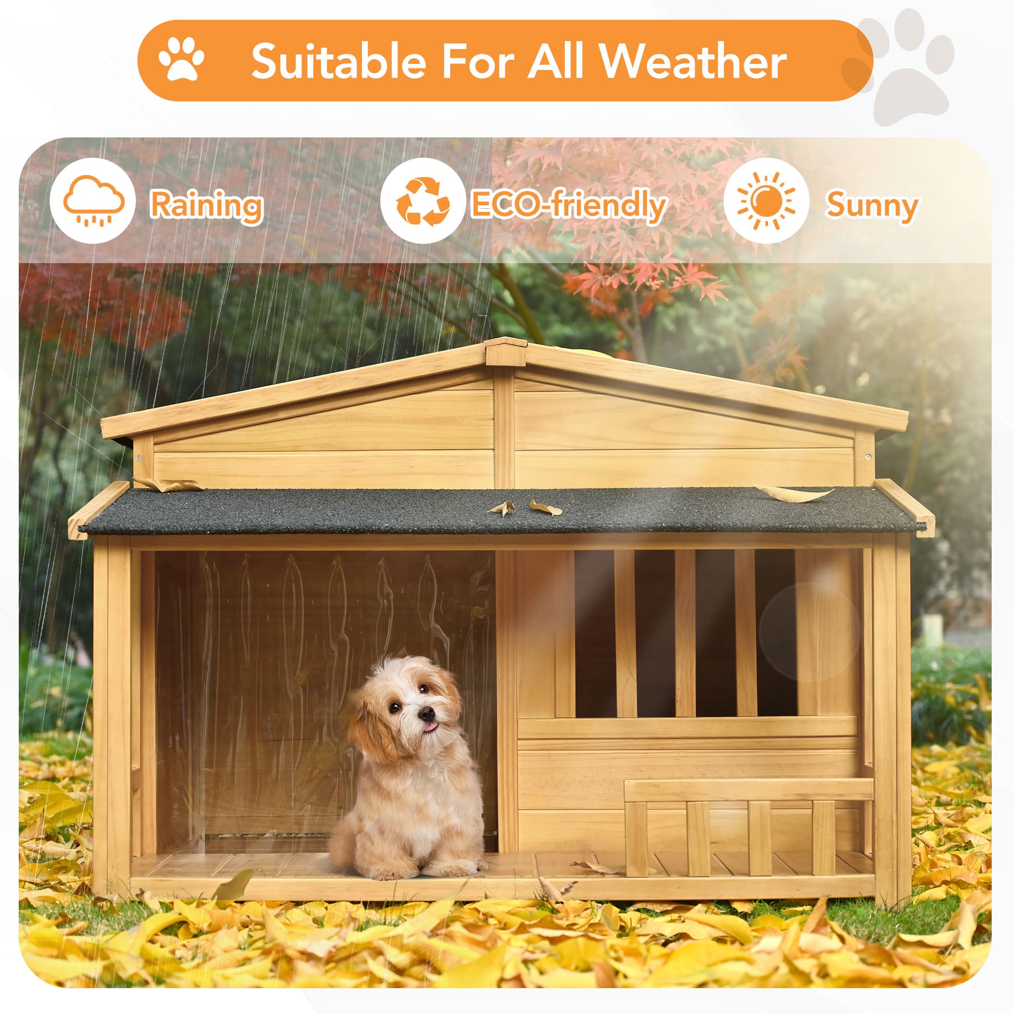 Forclover Wood Indoor/Outdoor Medium Dog House in the Pet Houses ...