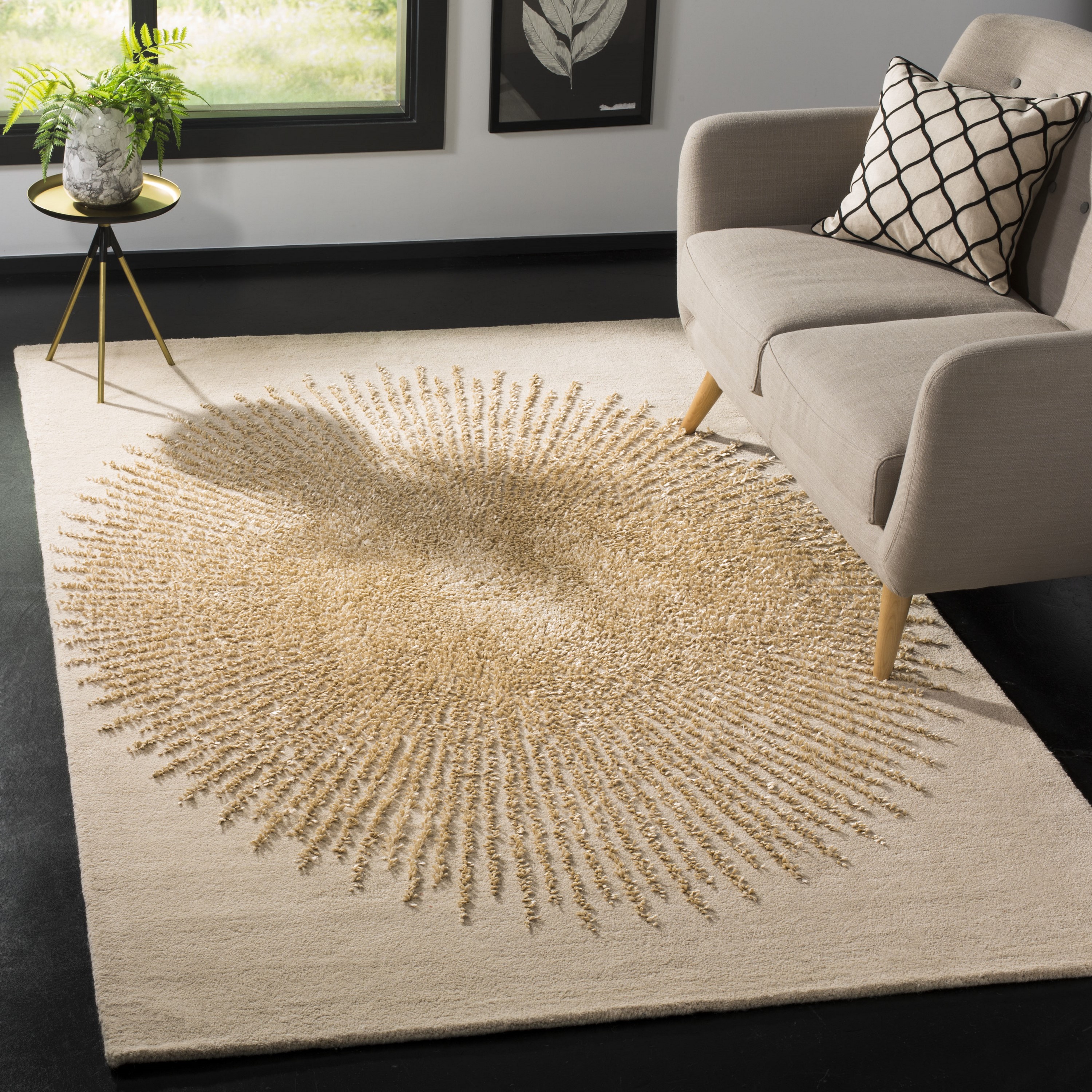 Safavieh SOH655B-8 Soho Flare 8 x 10 (ft) Tufted Wool Beige/Beige Rectangular Indoor Abstract Area rug