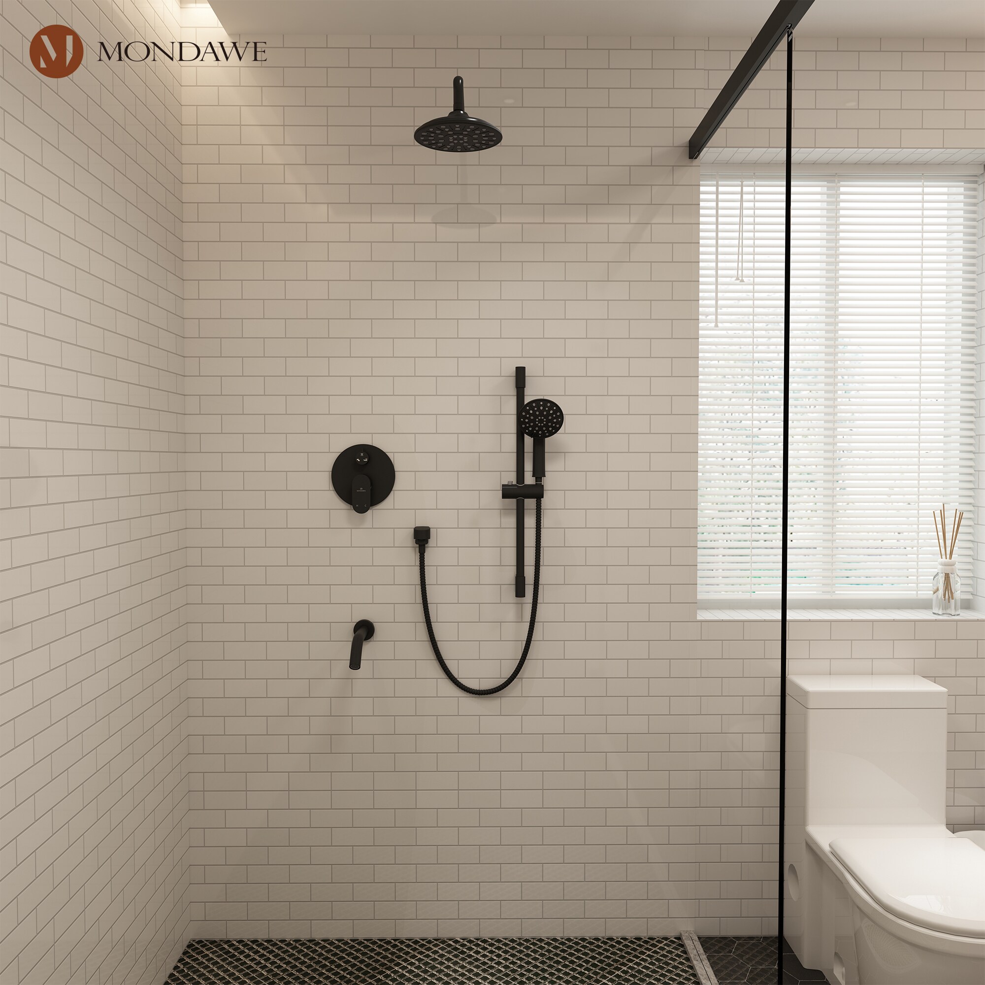 Mondawe Matte Black Built-In Shower Faucet System Valve Included in the  Shower Systems department at