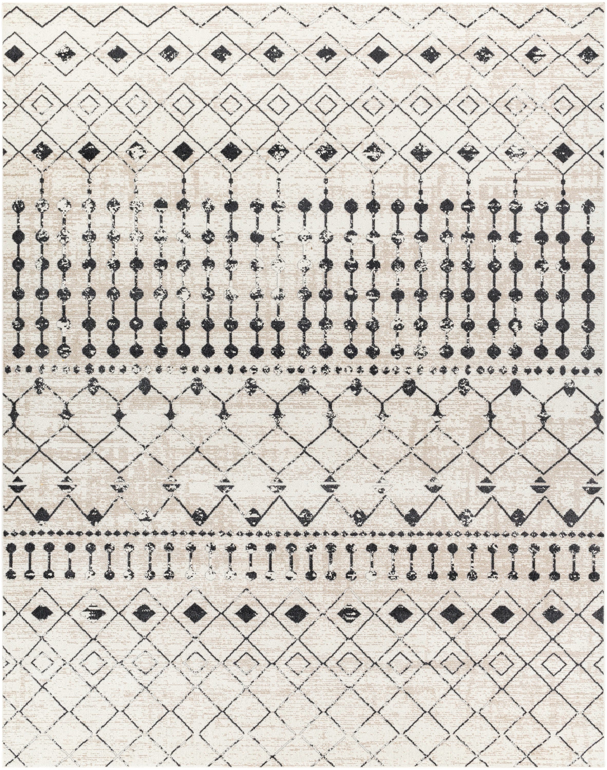 Livabliss LVR2336-71010 Lavadora 8 x 10 (ft) Polyester White/Black Rectangular Indoor Tribal Global Machine washable Area rug