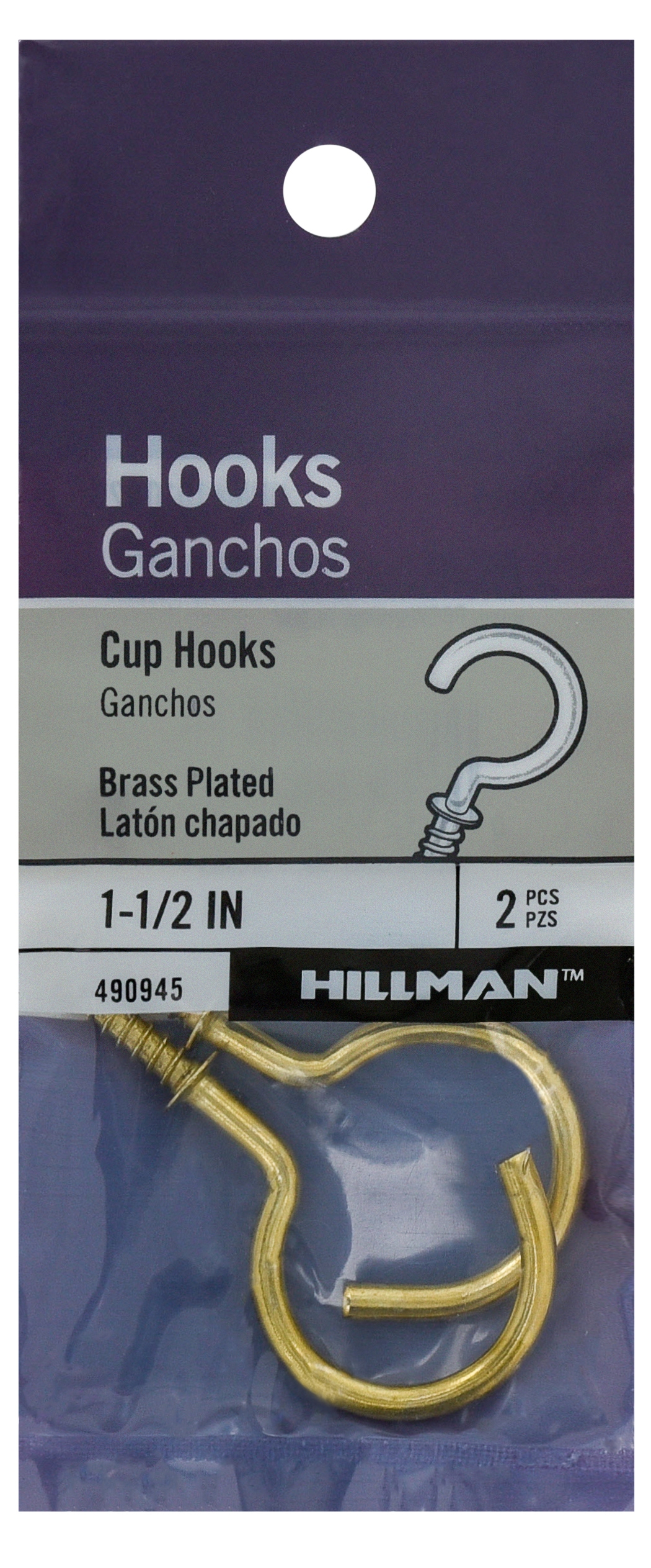 Brass Ceiling Screw Hooks Hanging Cup Hooks 50 Pcs (1 inch)