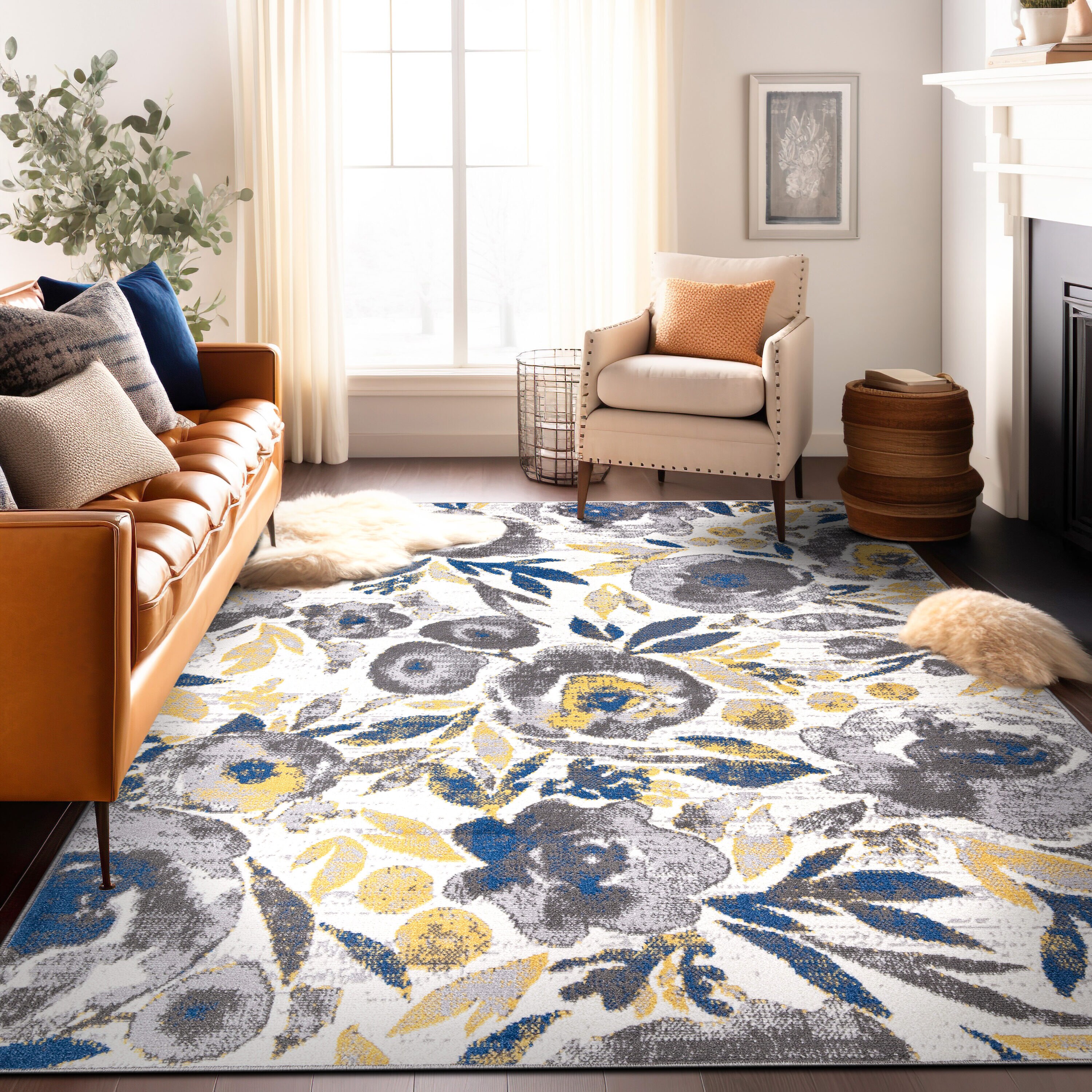 Floransa Blue Medallion Runner, 2x7, Sold by at Home