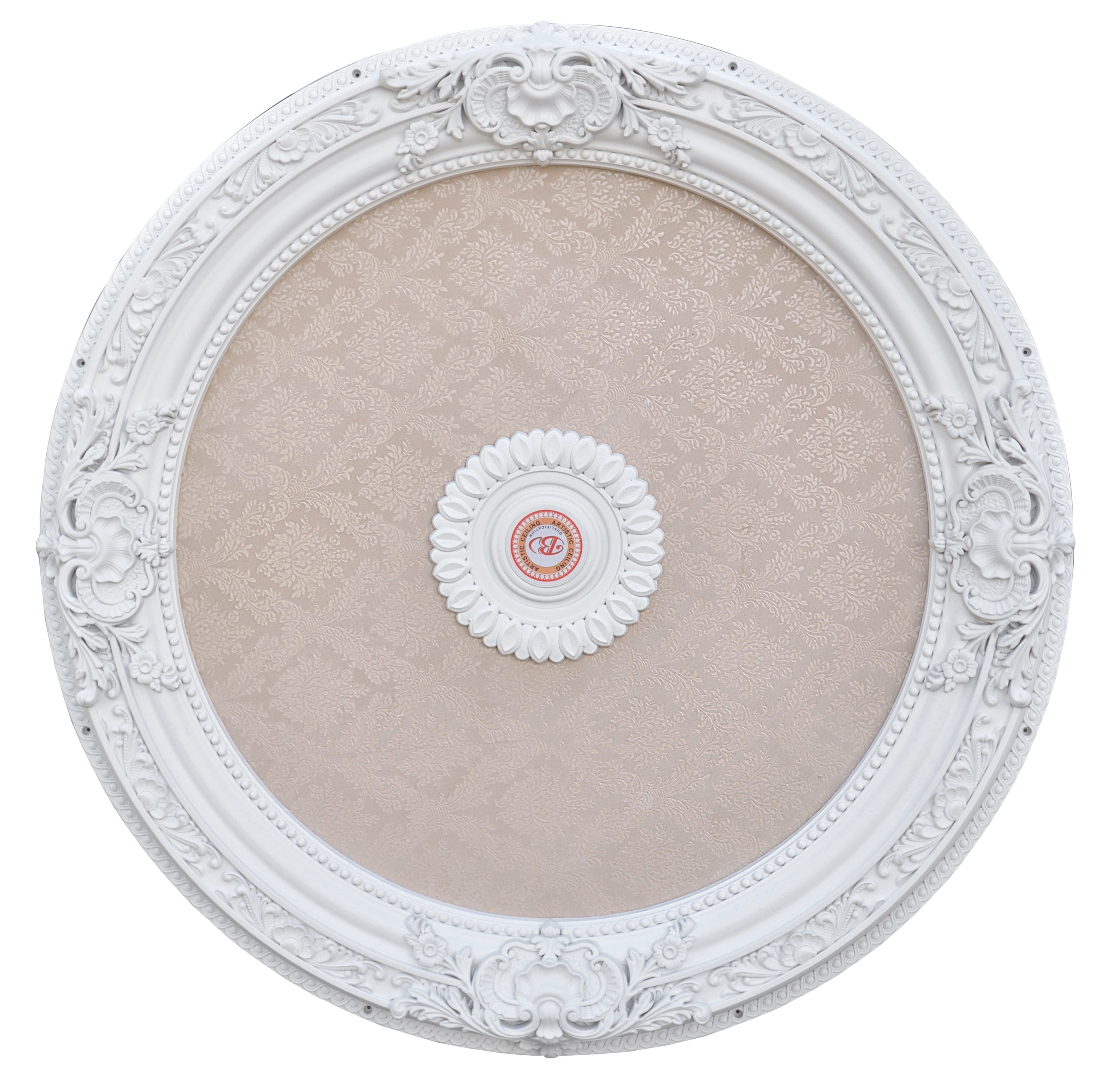 Blanco 36" White and Beige Polystyrene Chandelier Ceiling Medallion