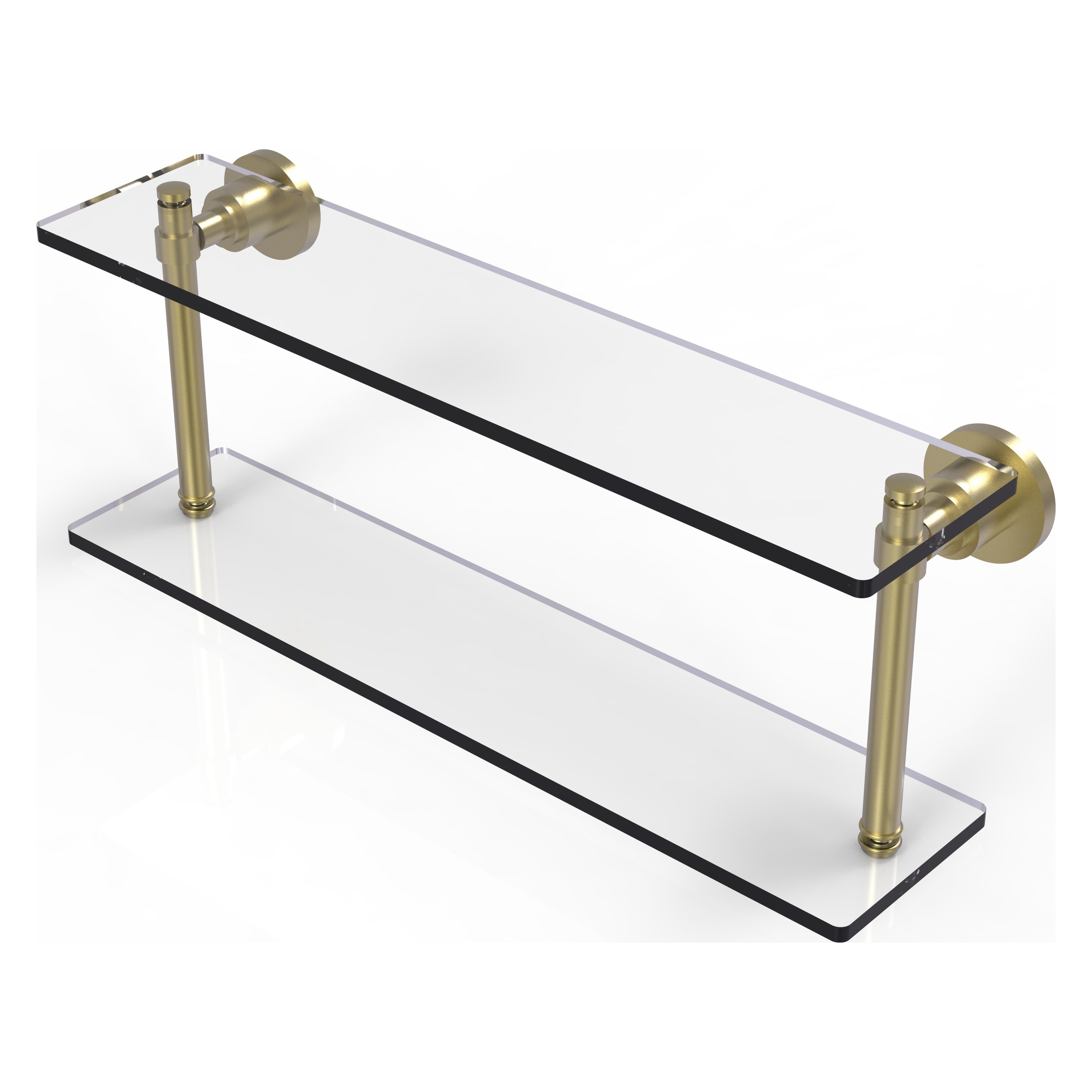 Allied Brass WS-2/22-SBR Washington Square Satin 2-Tier Brass Wall Mount Bathroom Shelf (22-in x 8-in x 5-in)
