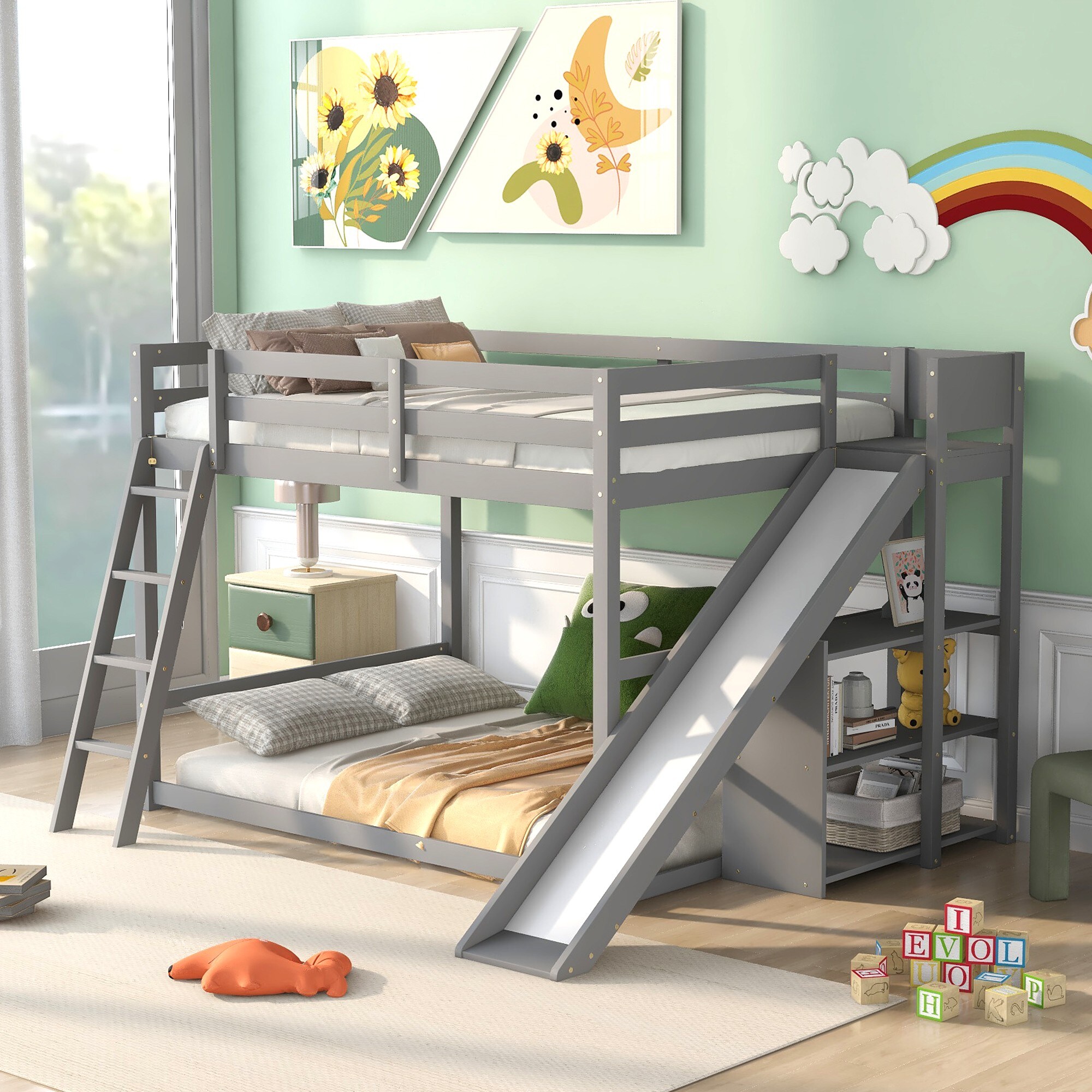 Yiekholo LL-1339AAE Gray Full over full Bunk Bed