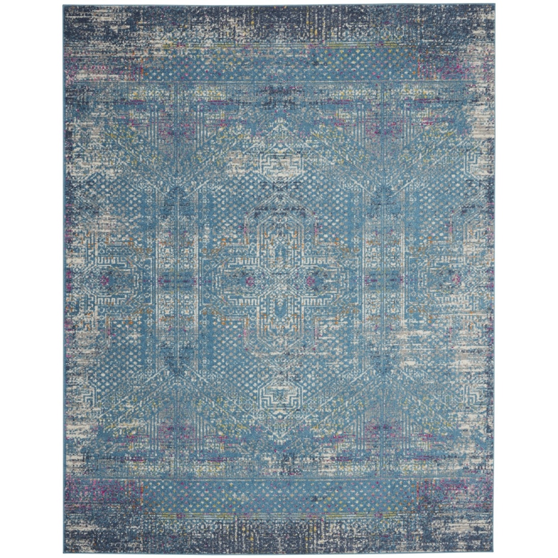 HomeRoots 4000385738 7 x 10 (ft) Loomed Polypropylene Blue Rectangular Indoor Abstract Area rug