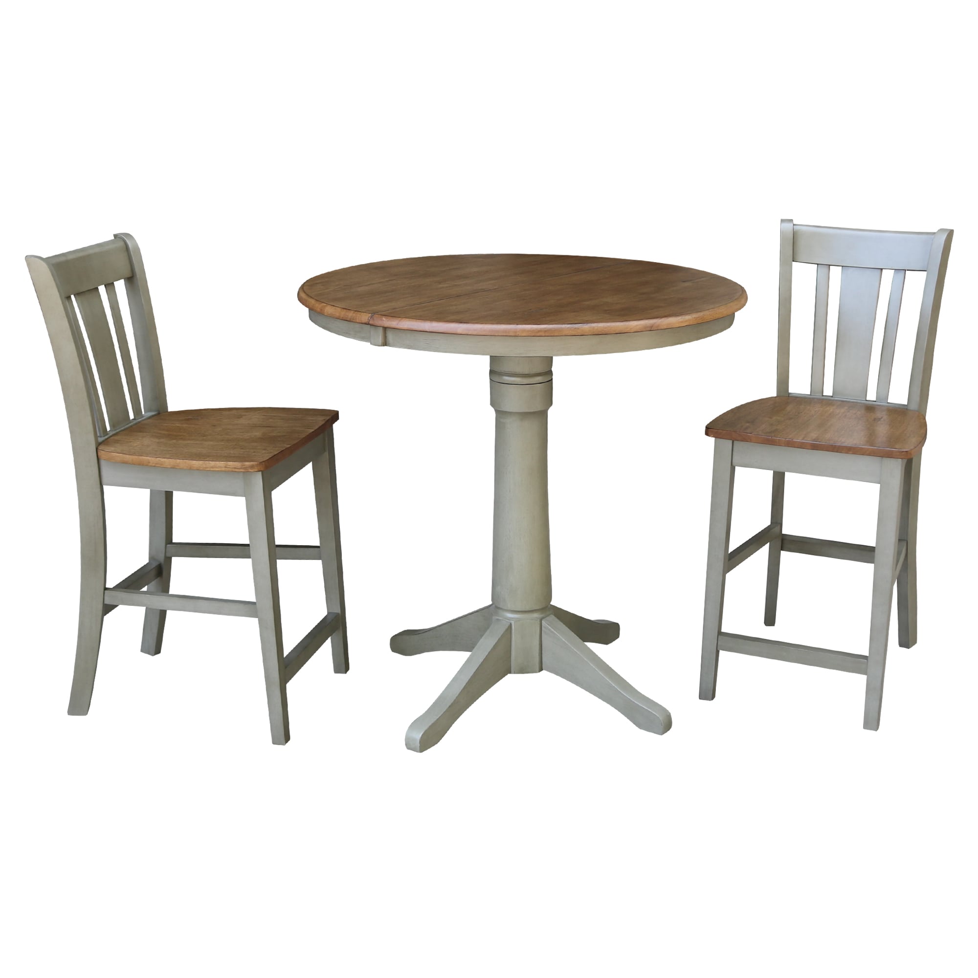International Concepts K41-36RXT-27B-S102-2 Distressed hickory/stone Traditional Dining Room Set with Round Table ( Seats 4 )