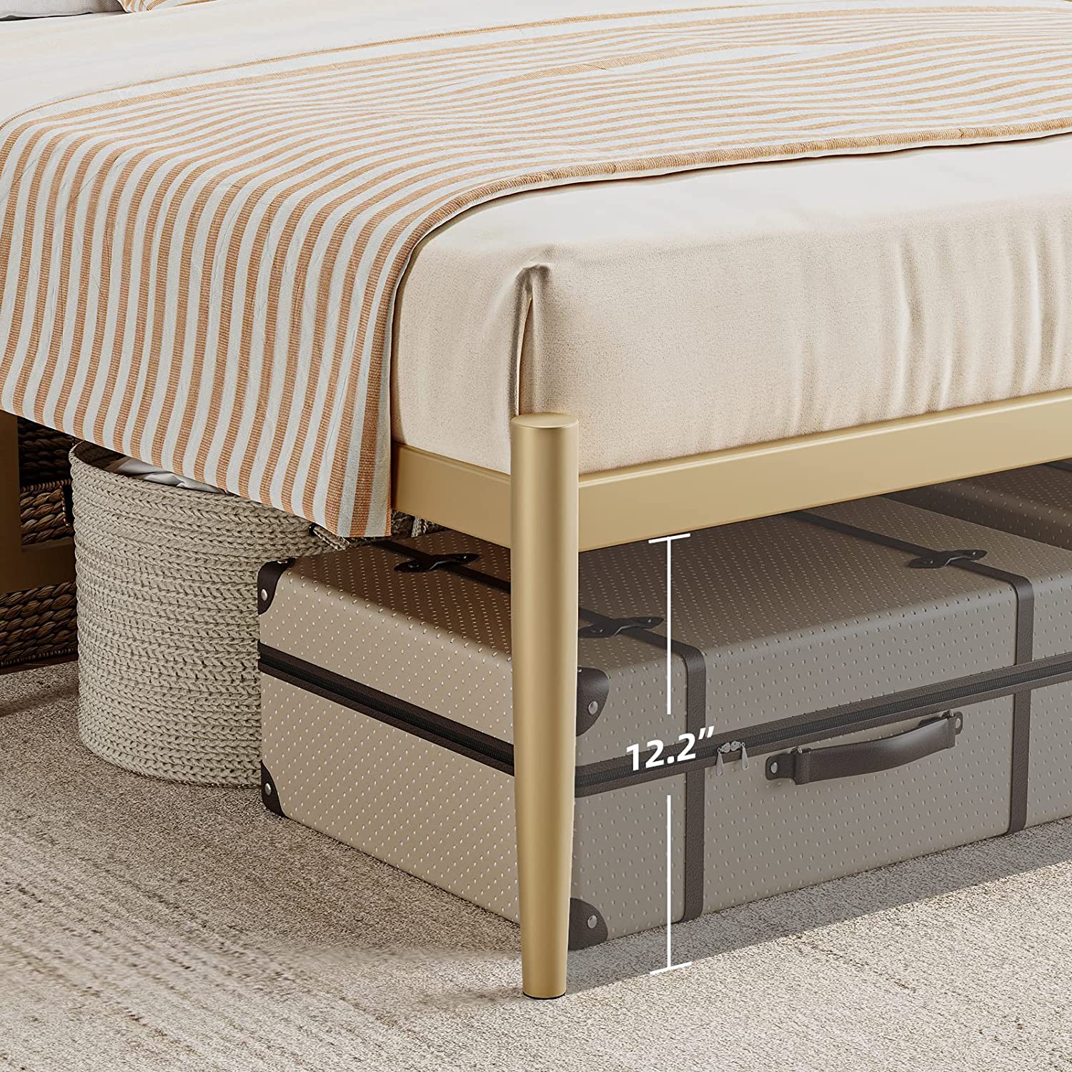 Garvee Gold Twin Metal Platform Bed with Storage PHO Garvee Gold Twin Metal Platform Bed with Storage PHO