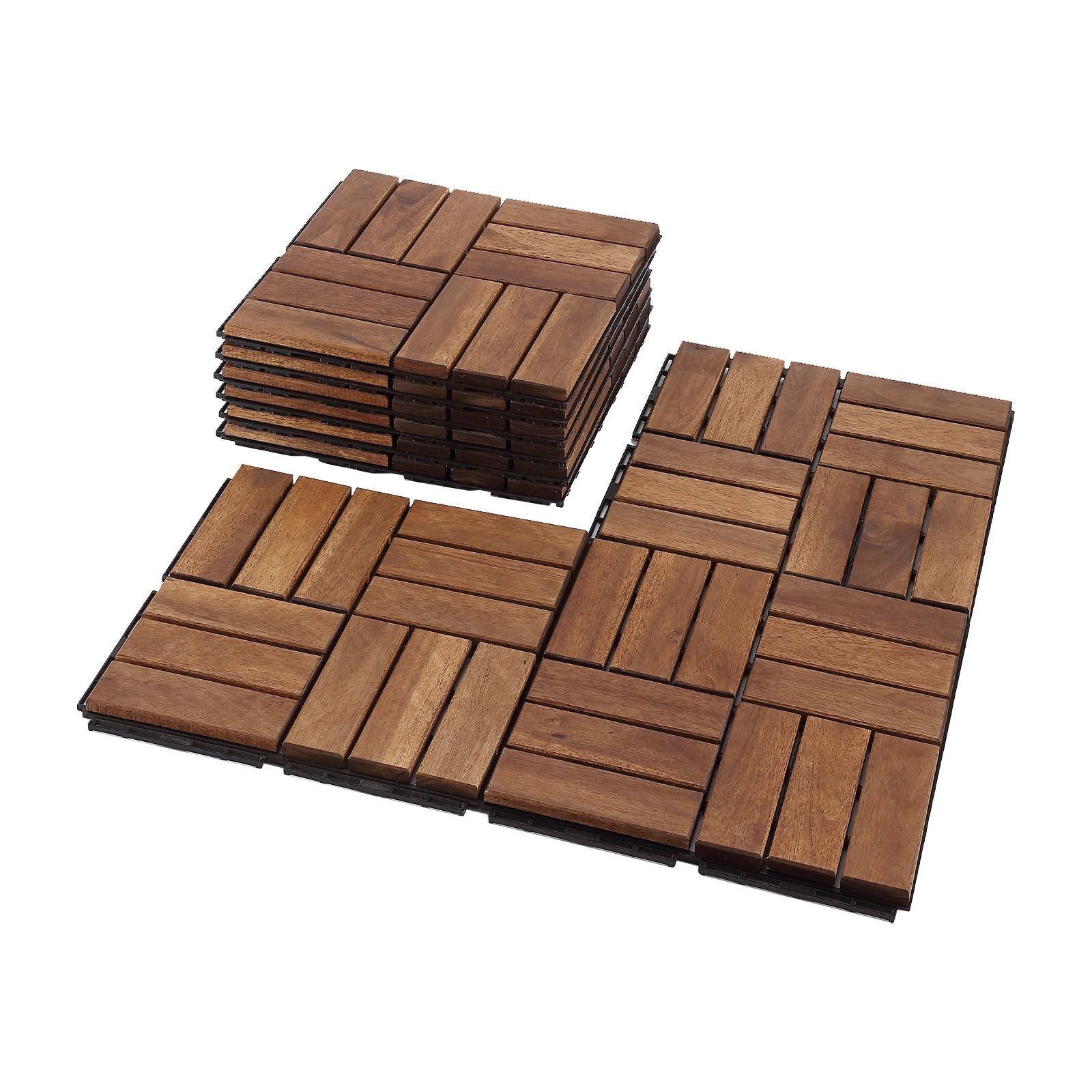 Maocao Hoom 11-in x 11-in Brown Prefinished Pressure Treated Wood Deck Tile (8.4-sq ft)