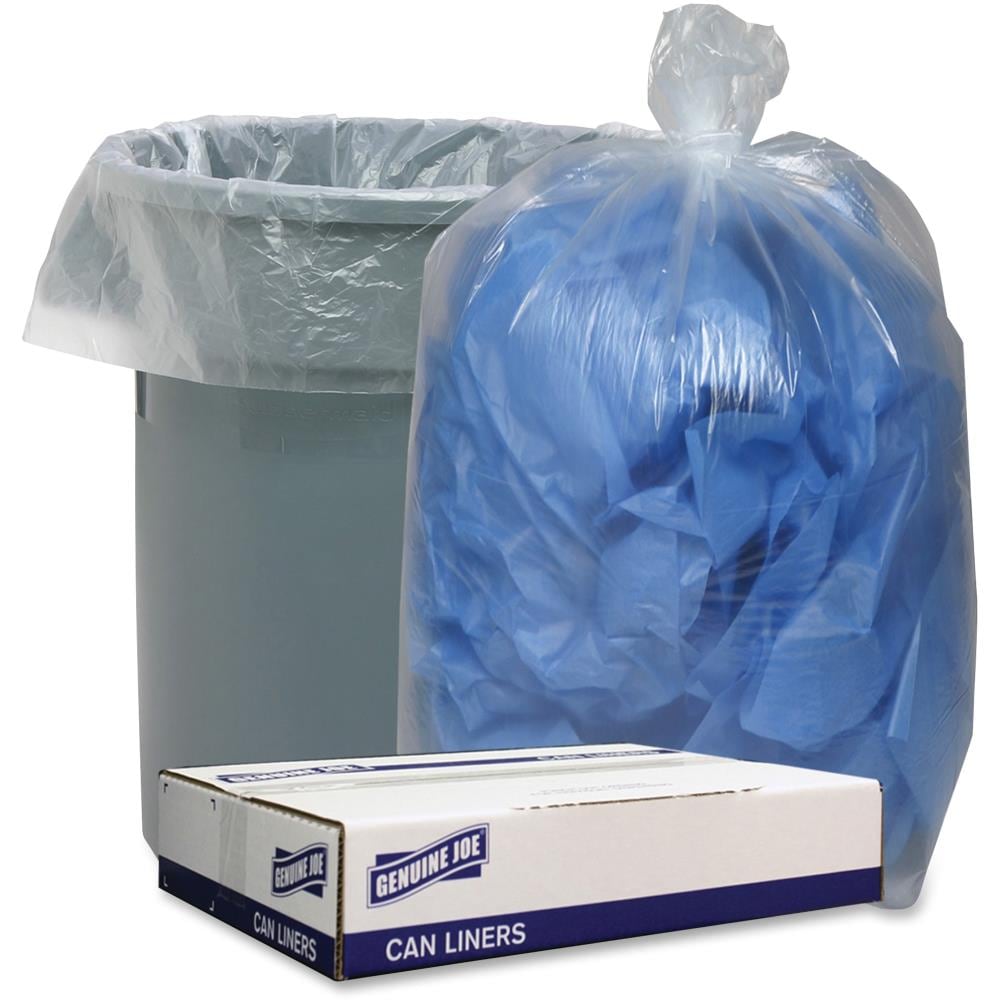 High Density Can Liner 33 Gallon 16 Micron / Trash Bag -250/Case 33 x 40  - Kitchen Zip
