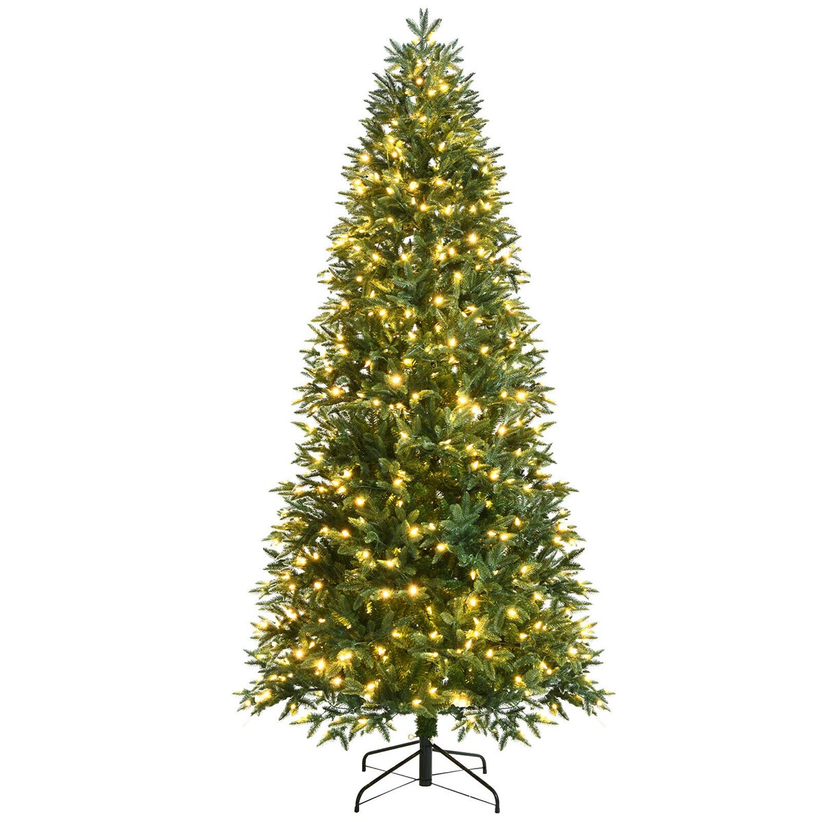 WELLFOR 8-ft Pre-lit Artificial Tree Slim Artificial Christmas Tree ...