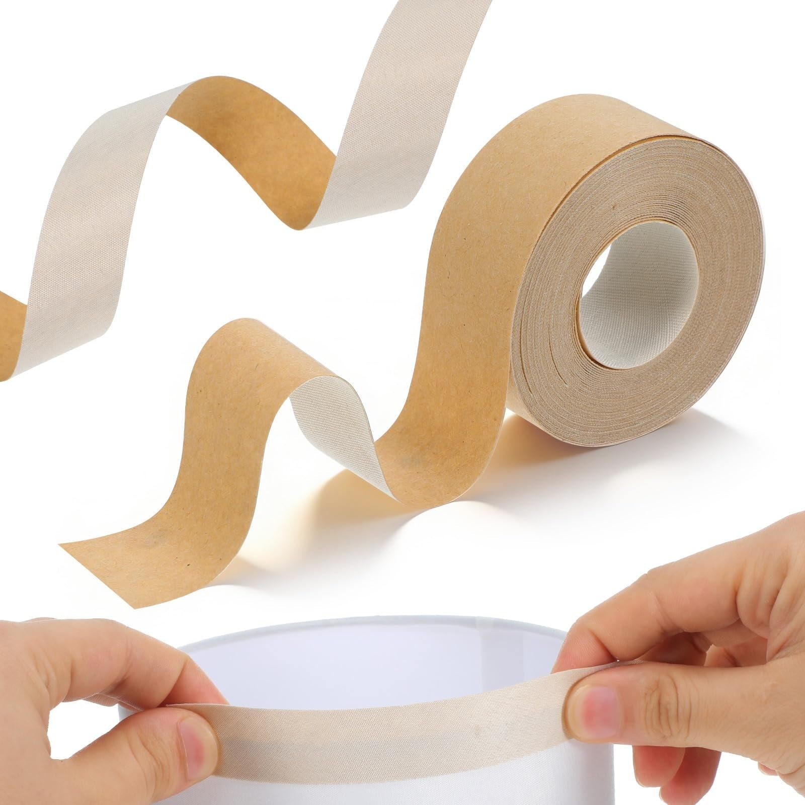 Etokfoks  natural linen self adhesive edge banding tape 1 pack lightweight trim for DIY lampshade customization furniture repair and crafts