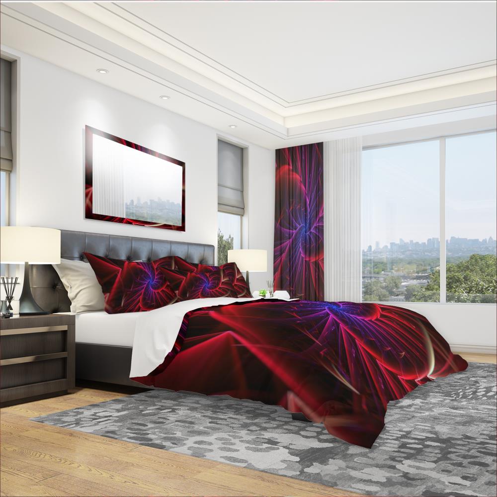Designart BED3027-Q 3-Piece Red Queen Duvet Cover Set