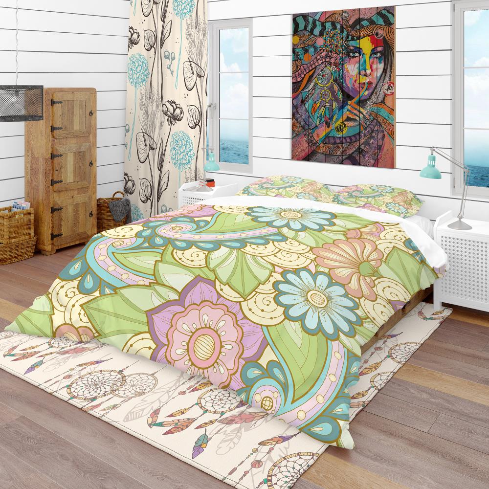 Designart BED18624-K 3 -Piece Yellow and Gold King Duvet cover Set