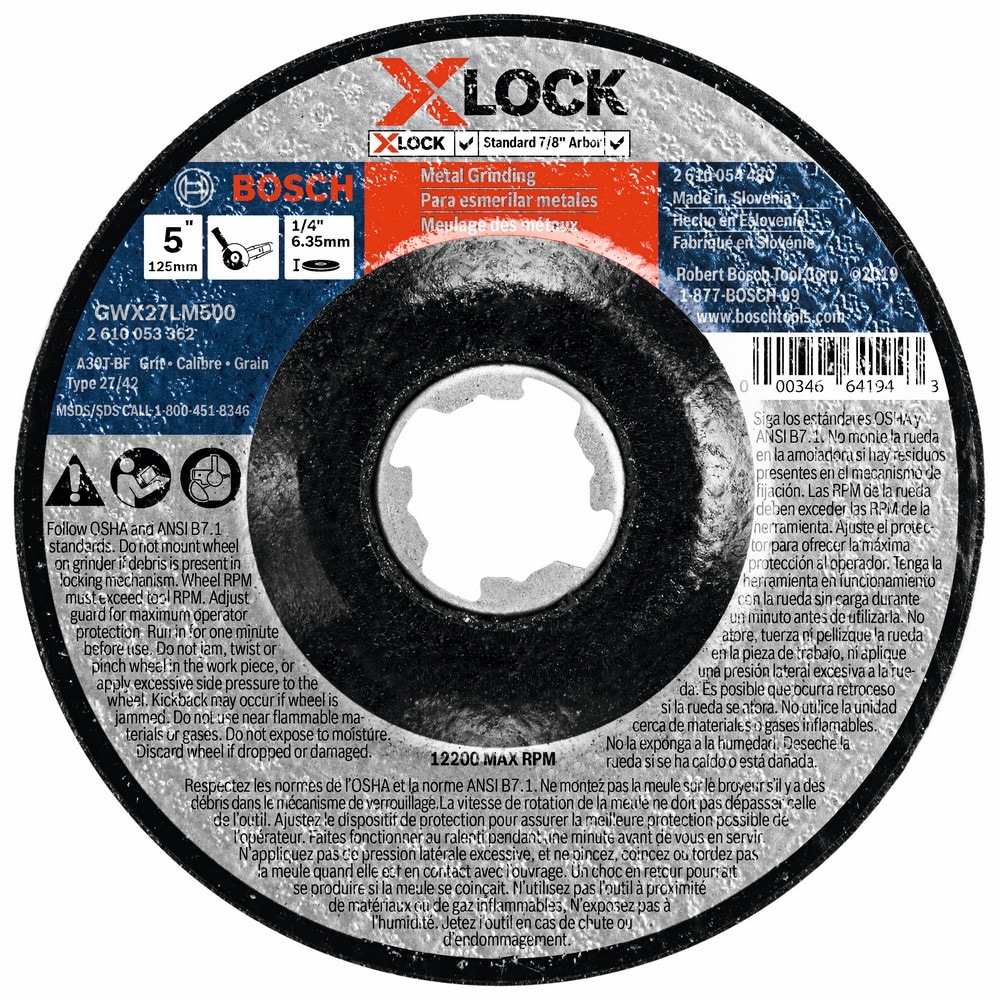 Bosch GWX27LM500 X-Lock 5-Inches Aluminum oxide 24 -Grit Grinding wheel