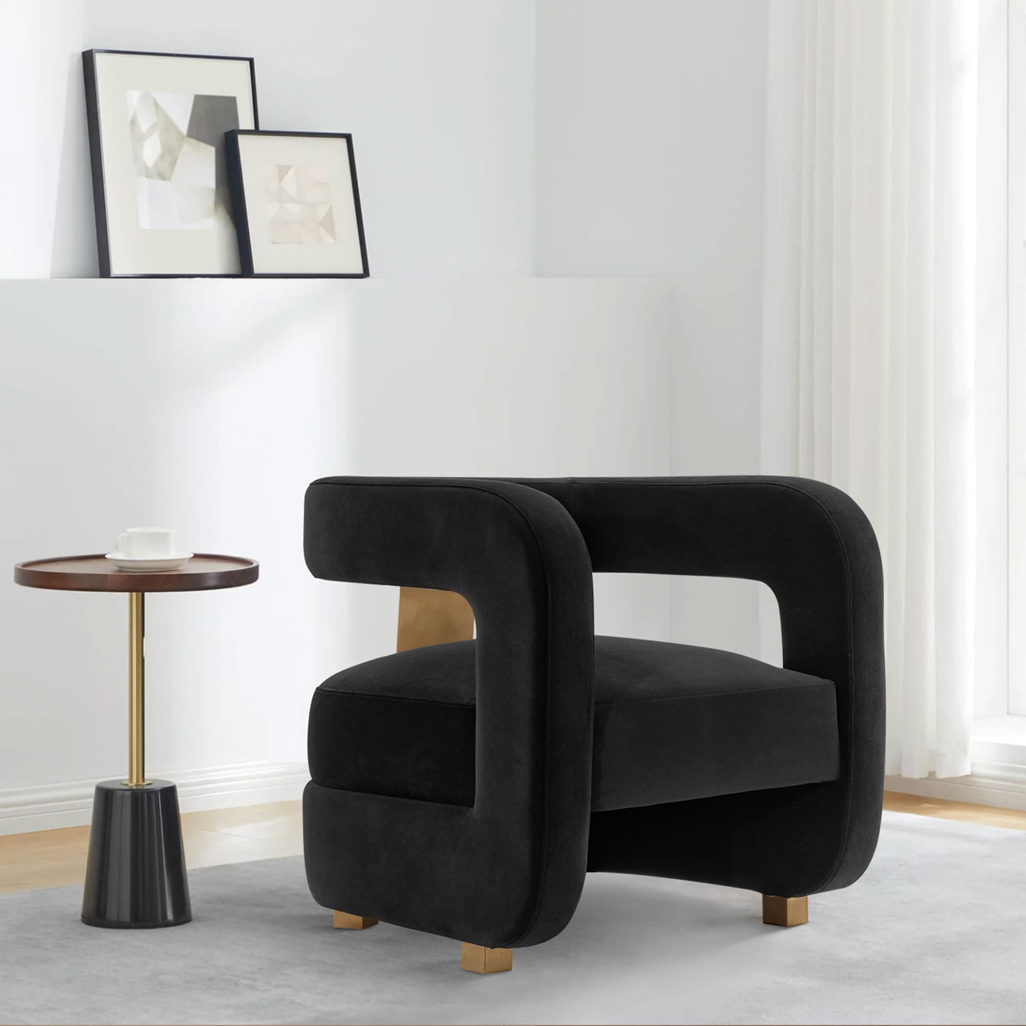 Manhattan Comfort AC060-BK Modern Black Velvet Accent Chair