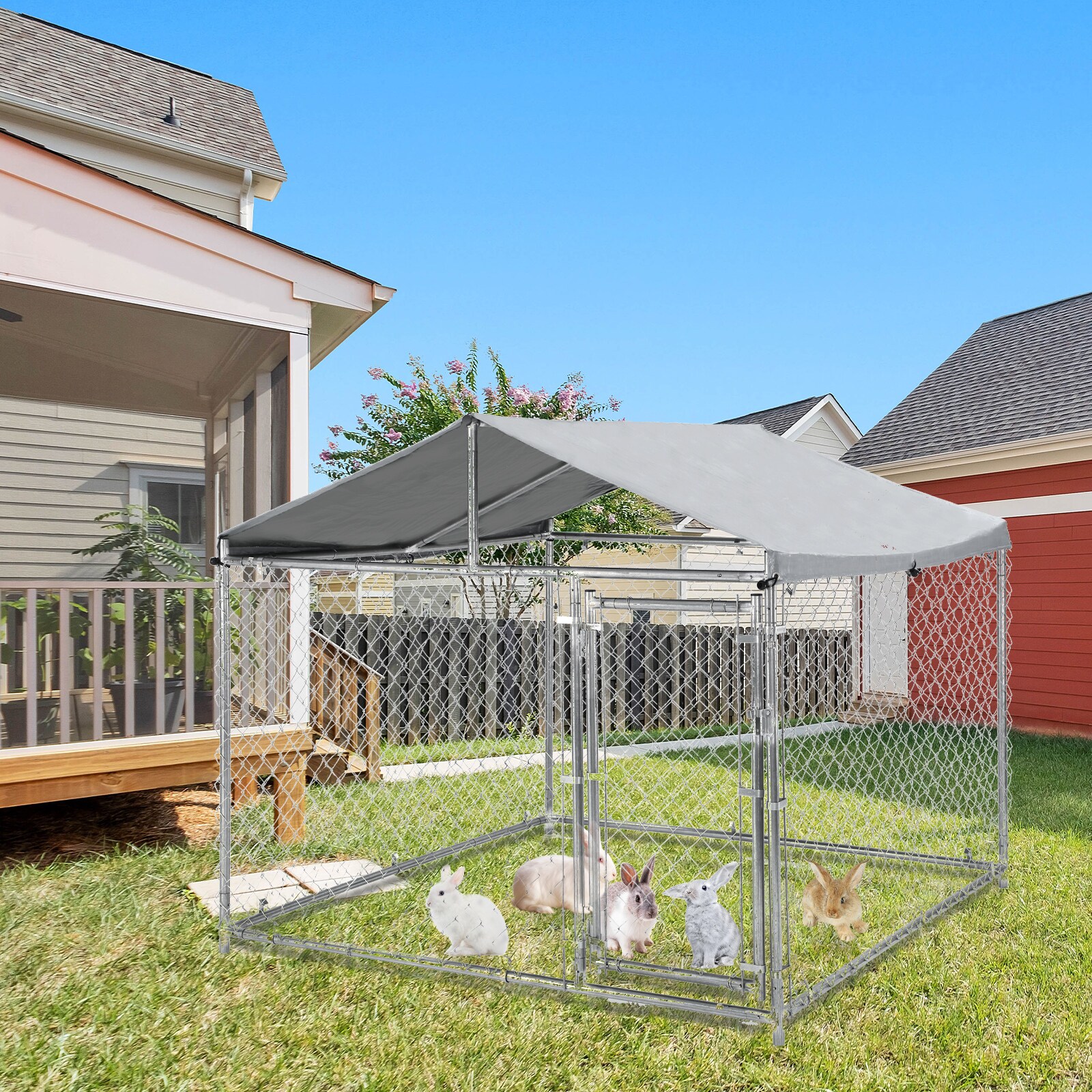 Garvee 79 Inch Outdoor Dog Kennel for Large Dogs Heavy Duty Galvanized ...