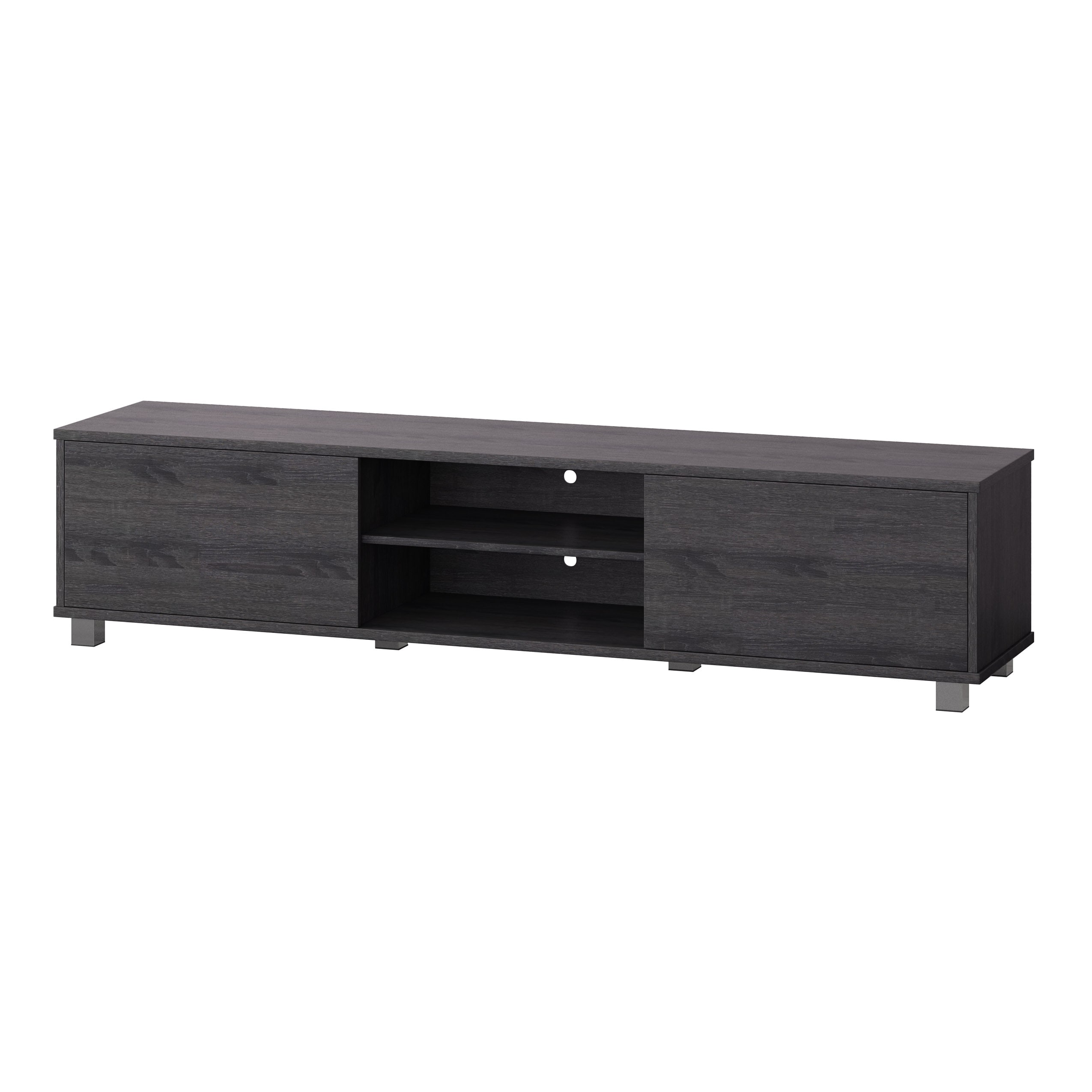 Dark Gray Wood Grain TV Stand with Cabinets for TVs up to 85"