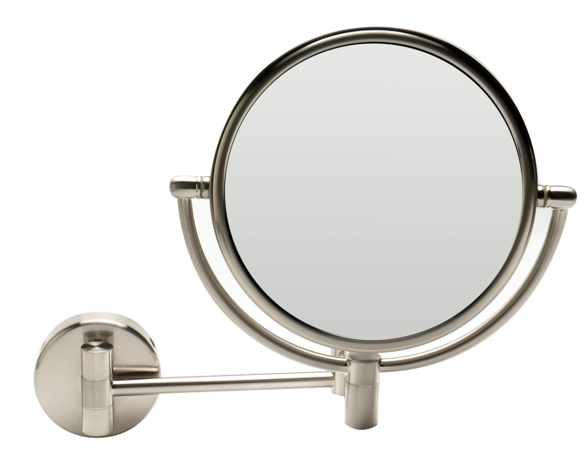 ALFI brand 9.88-in x 9.88-in Brushed Brass Double-Sided Magnifying Wall-Mounted Vanity Mirror