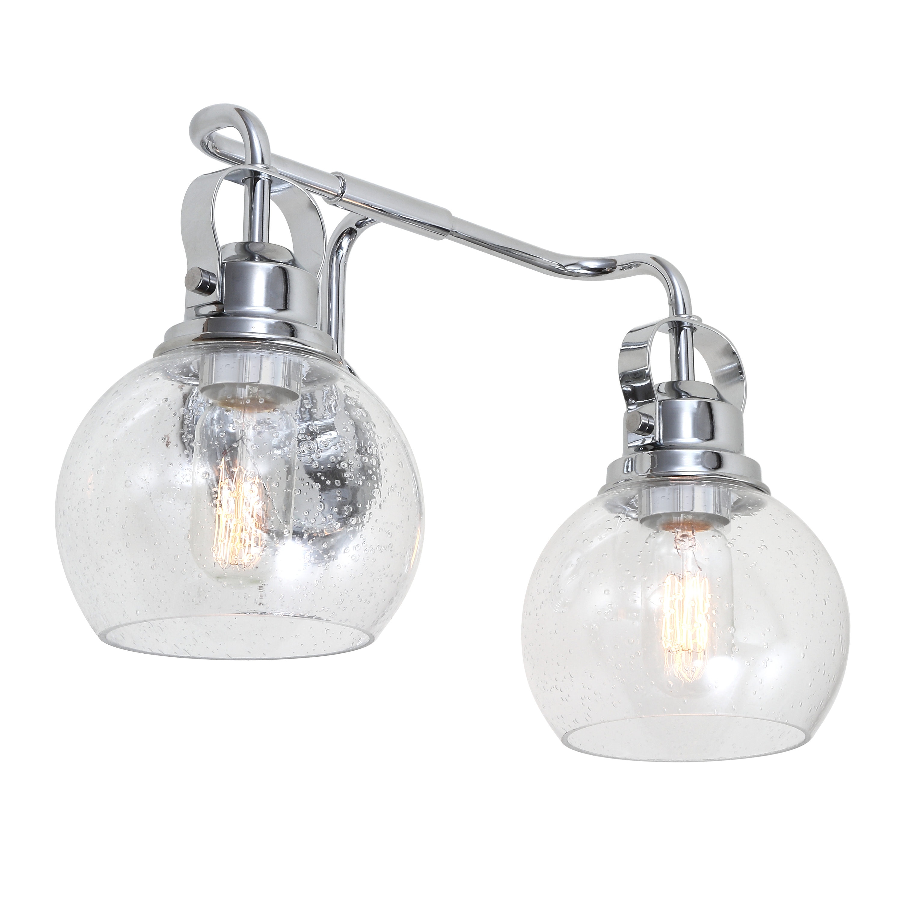 Shirley 17.5" Polished Chrome and Clear Glass 2-Light Vanity Sconce