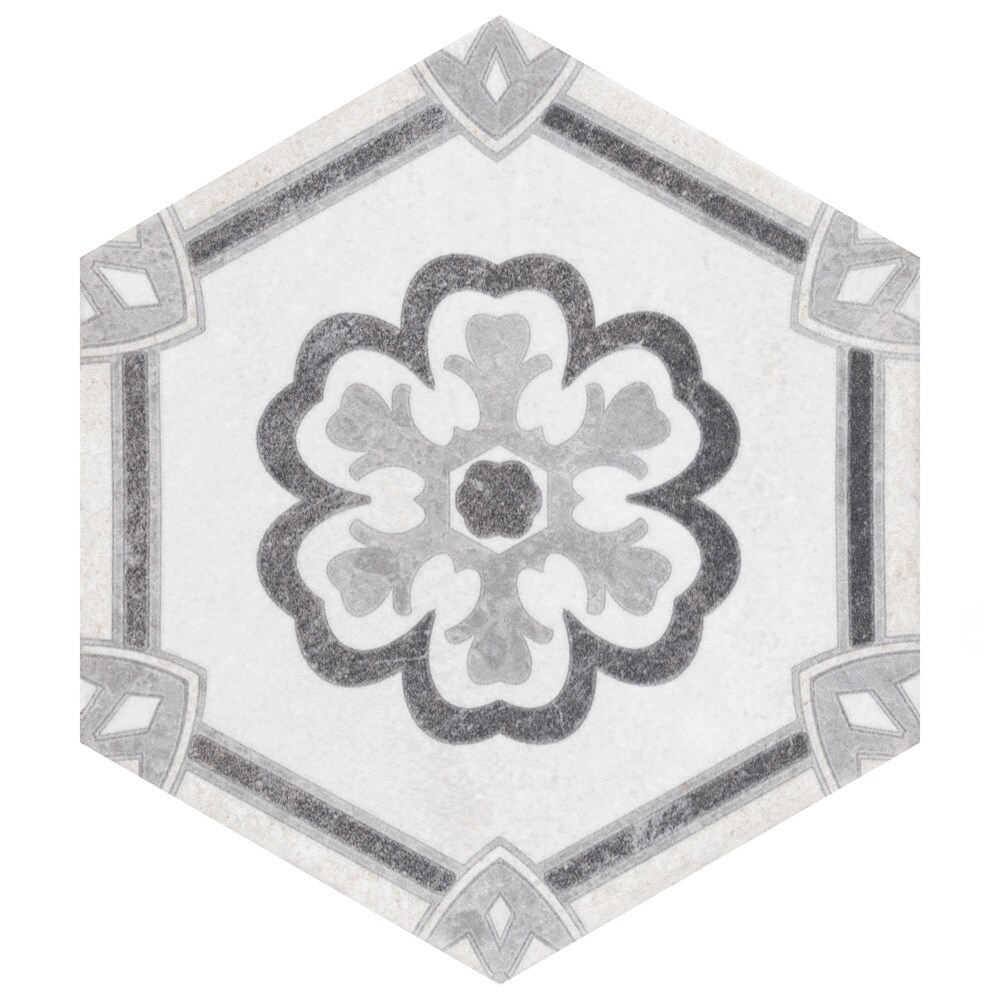 Affinity Tile FACMZXD3 Mazzo Hex Deco Lily Pad 9-in x 10-in Matte Porcelain Marble Look Tile (3.96-sq. ft/ Carton)