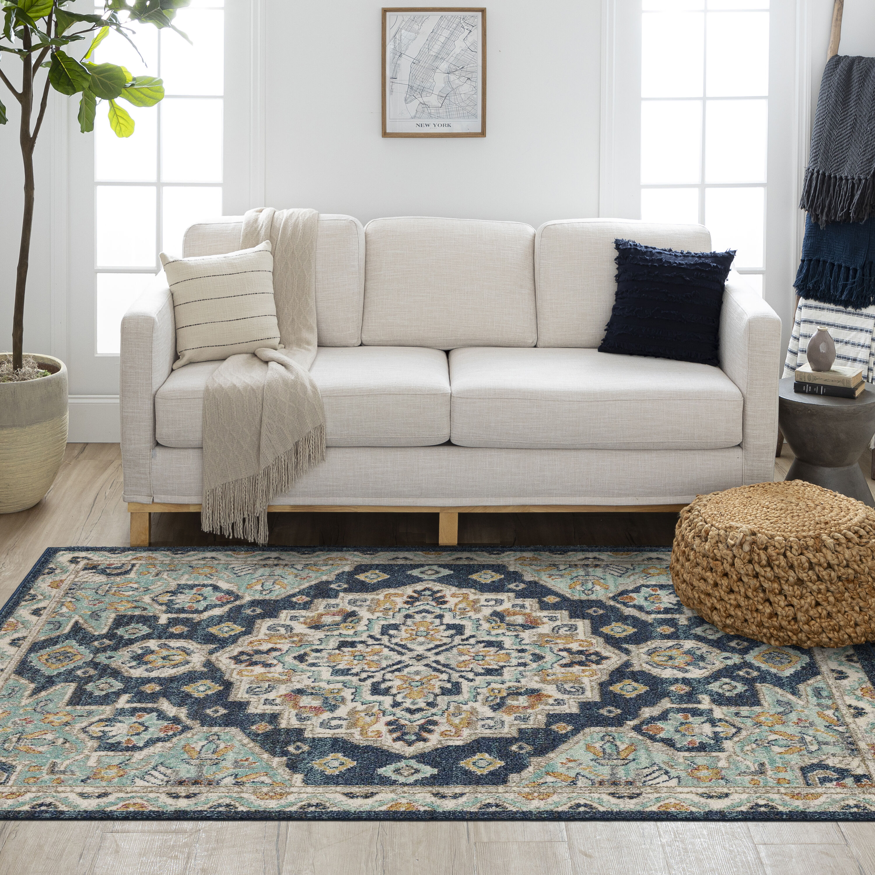 Mohawk Home EL308 103 094120 8 x 10 (ft) Polypropylene Blue Rectangular Indoor Oriental Area rug