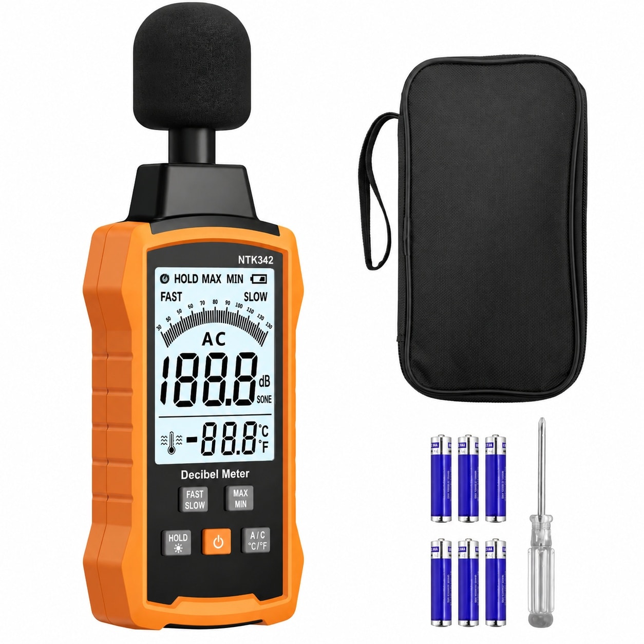 Etokfoks 30 130 Volt Amp AC DC Digital Sound Level Meter SPL Test Meter Max Min Fast Slow Response A C Weighting LCD #LETWMWMIL