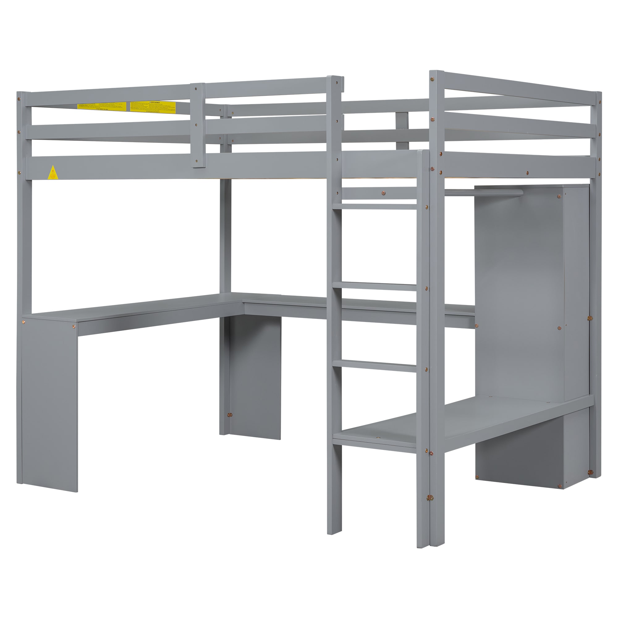 Qualler FSUBWM531E Gray Full Wood Bed frame Bed with Storage