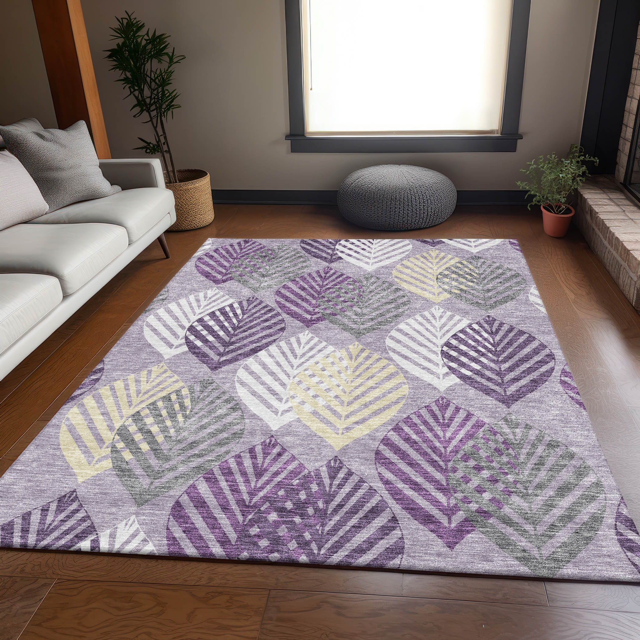 Addison Rugs ACN744PP3X5 Chantille ACN744PP 3 x 5 (ft) Polyester Purple Rectangular Indoor/Outdoor Geometric Machine washable Area rug