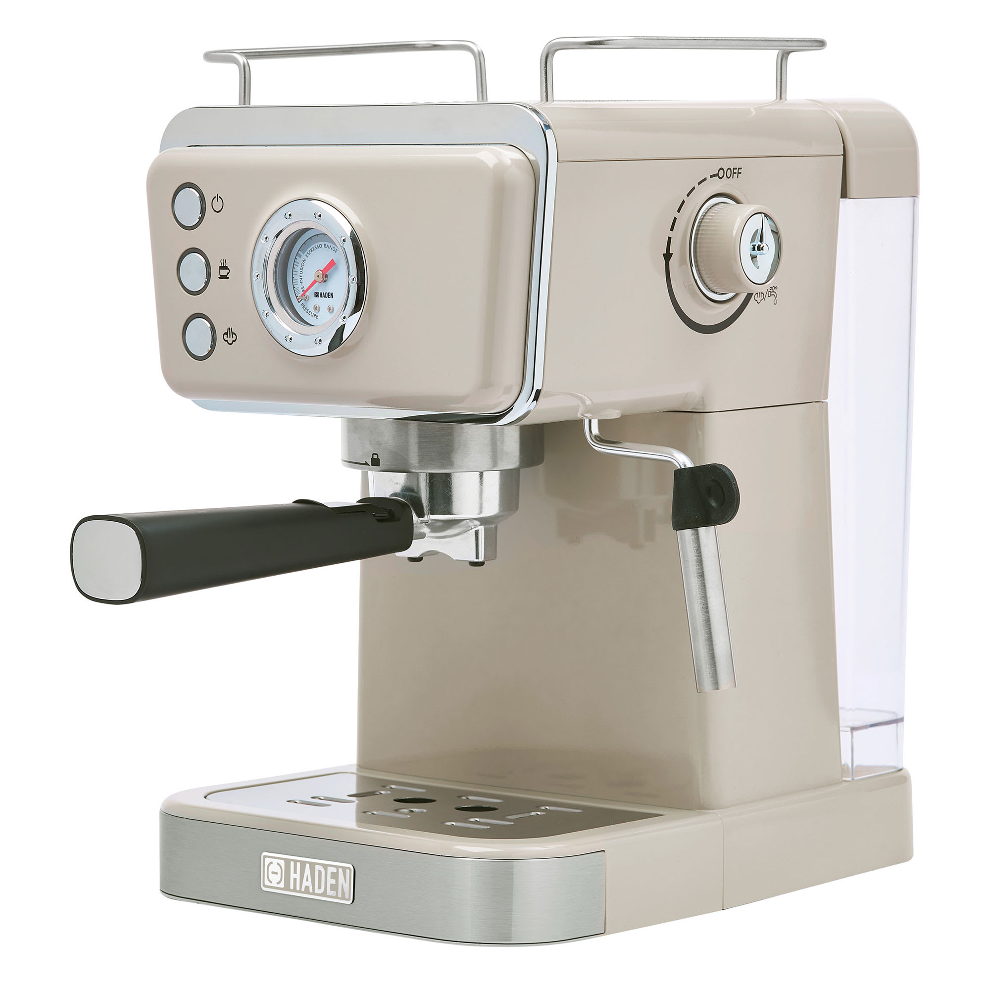 Haden 405991 Barista Brew Espresso Coffee Machine Stainless Steel Espresso Maker with Milk Frother and Steamer Function and 1.5L Water Tank Putty and Copper