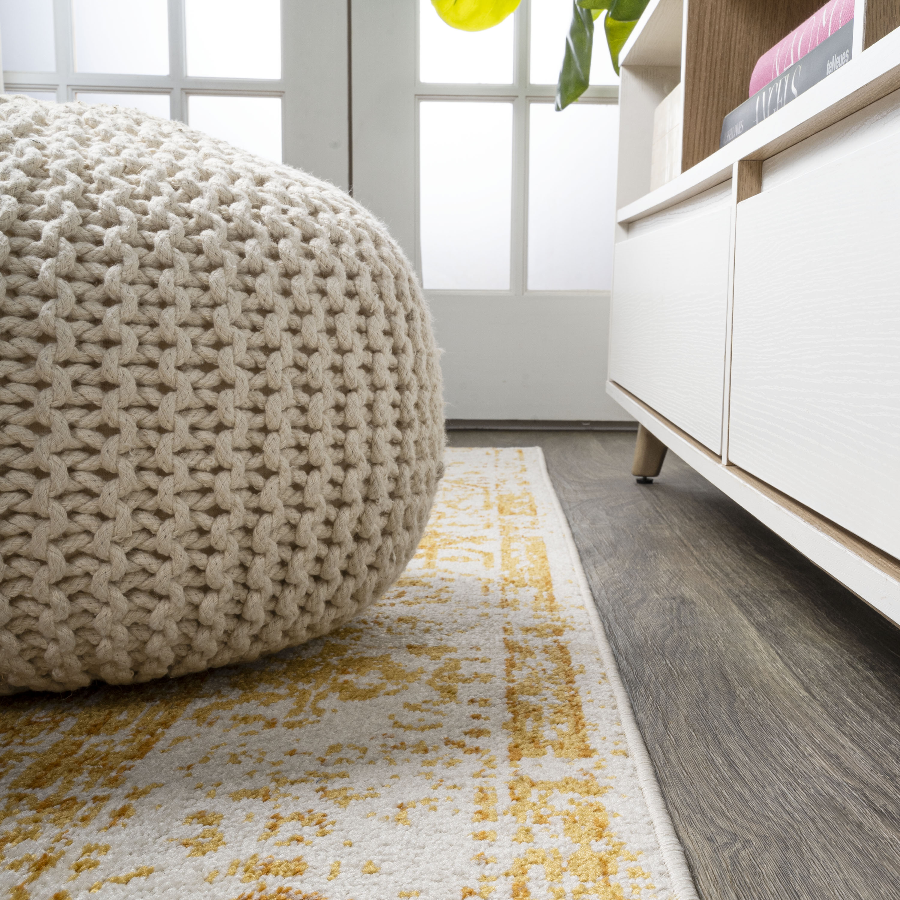 Audrey Ivory and Orange Medallion Bohemian Area Rug
