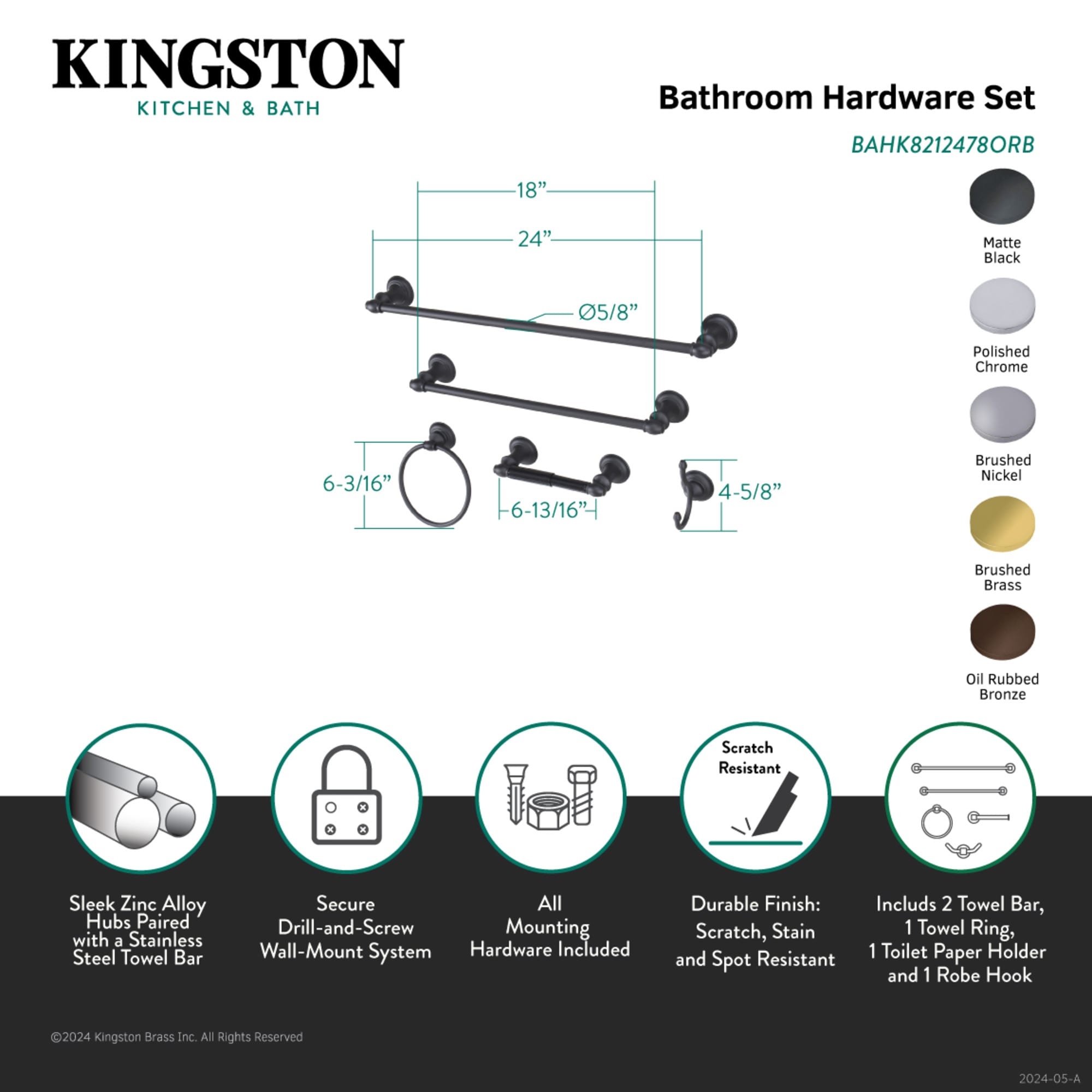 Kingston Brass WLBAHK82124785 Decorative-Bath-Hardware-Kits - View #2