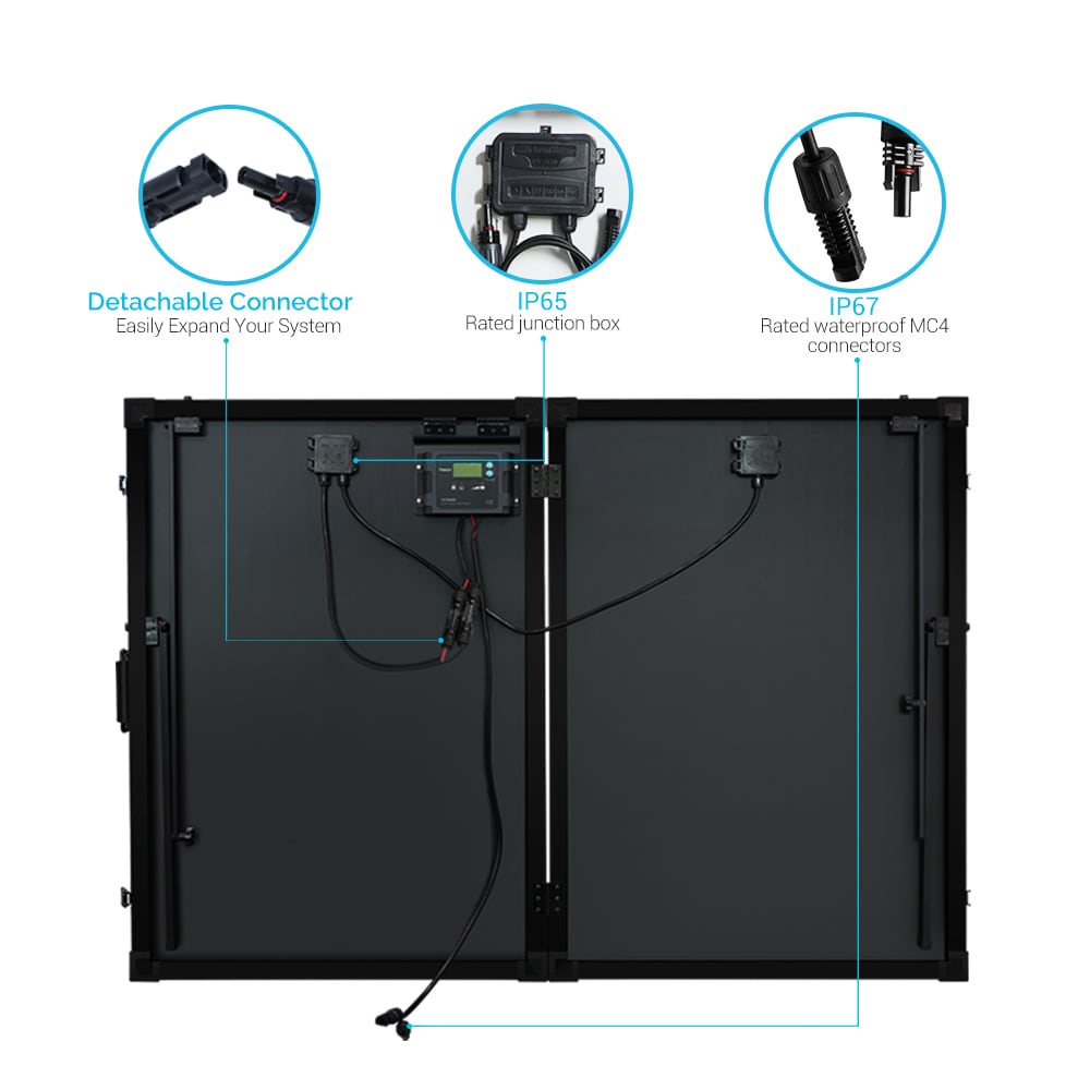 Renogy Monocrystalline 35.6-in x 25.9-in x 3.1-in 200-Watt Portable Solar Panel KIT-STCS200D-VOY20 Sansujyuku sansujyuku.com