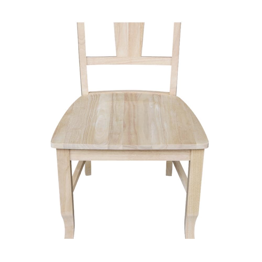 Set of 2 Unfinished Solid Wood Panel Back Dining Chairs