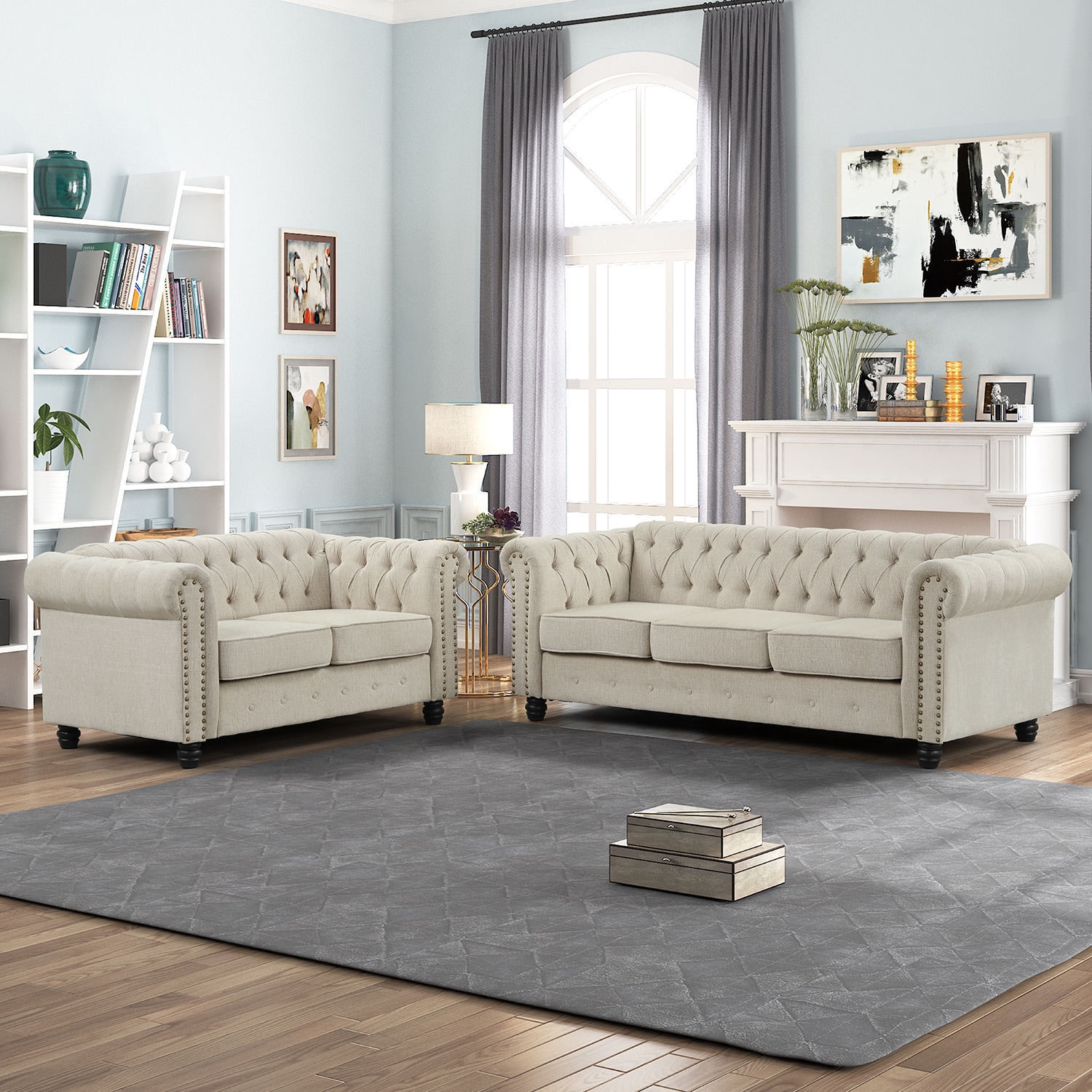 FARATI Modern 2 -Piece Beige Living Room Set