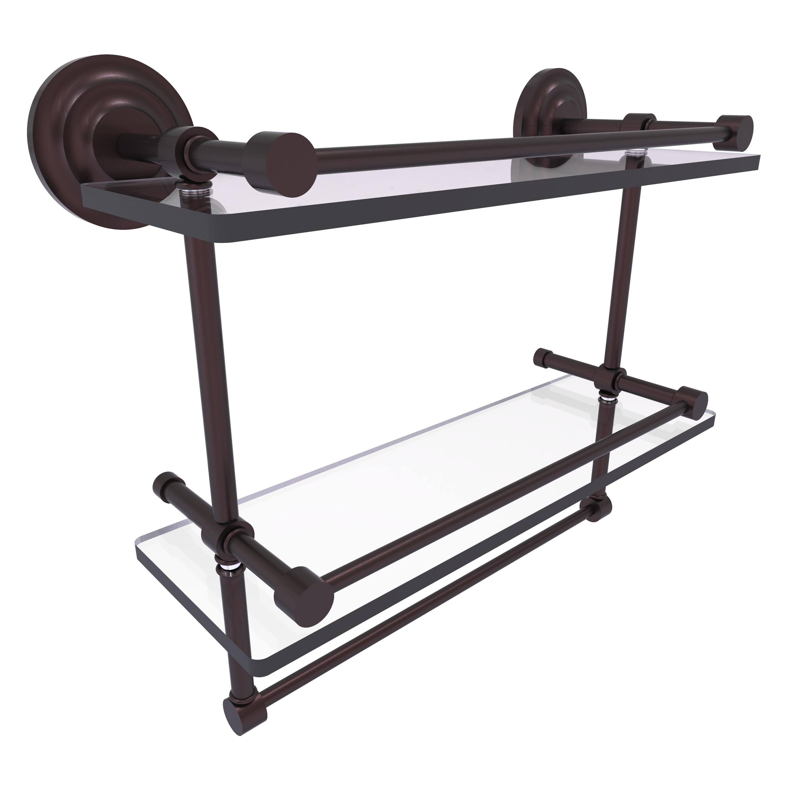 Allied Brass QN-2TB/16-GAL-ABZ Que New Antique Bronze 2 -Tier Wall mount Bathroom Shelf ( 16-in x 12-in x 5-in )