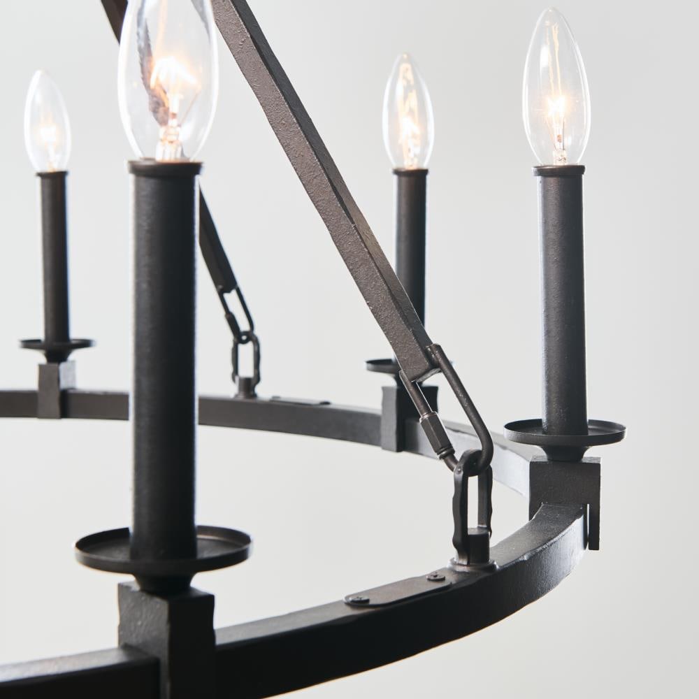 Smith Steel 8-Light Industrial Wagon Wheel Chandelier