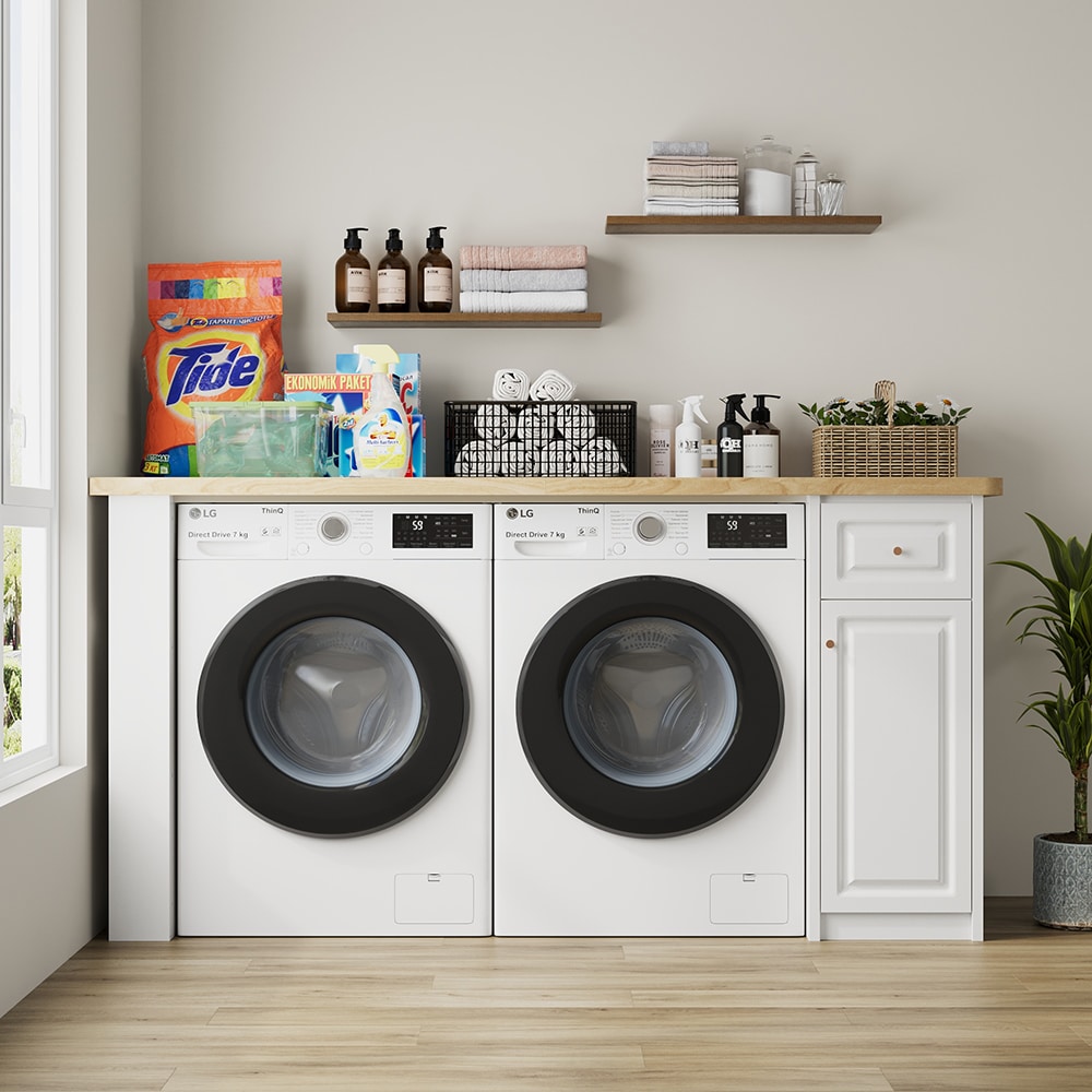 FUFU&GAGA Washer Dryer Storage Table Contemporary/Modern White Sideboard