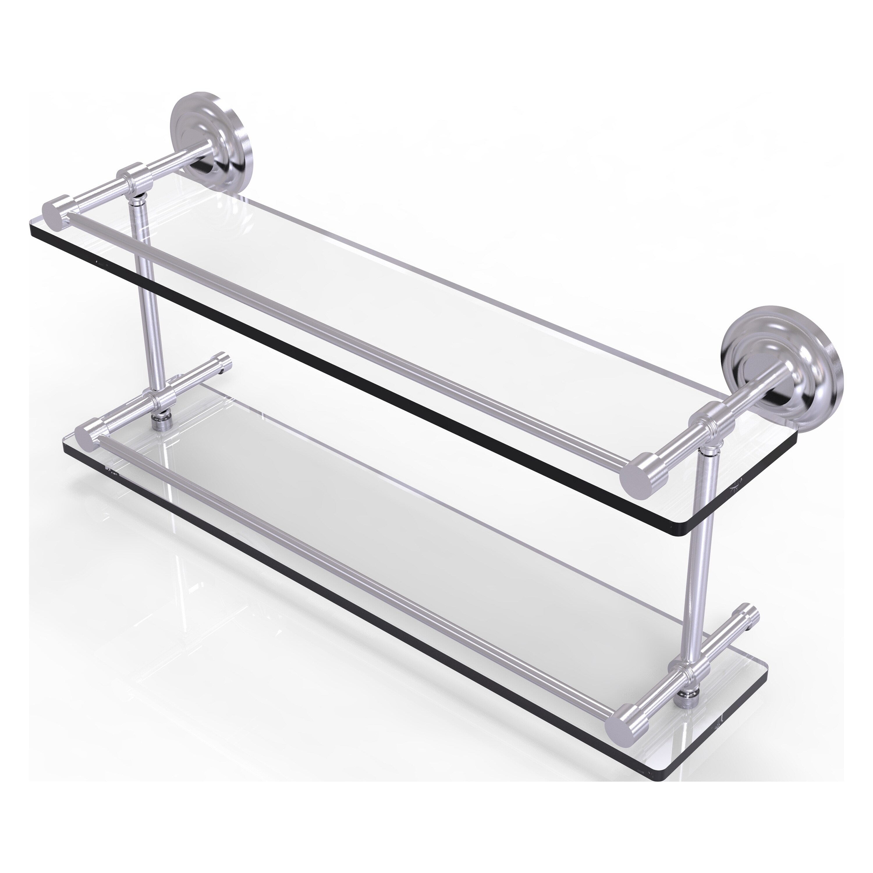 Allied Brass QN-2/22-GAL-SCH Que New Satin Chrome 2 -Tier Wall mount Bathroom Shelf ( 22-in x 8-in x 5-in )
