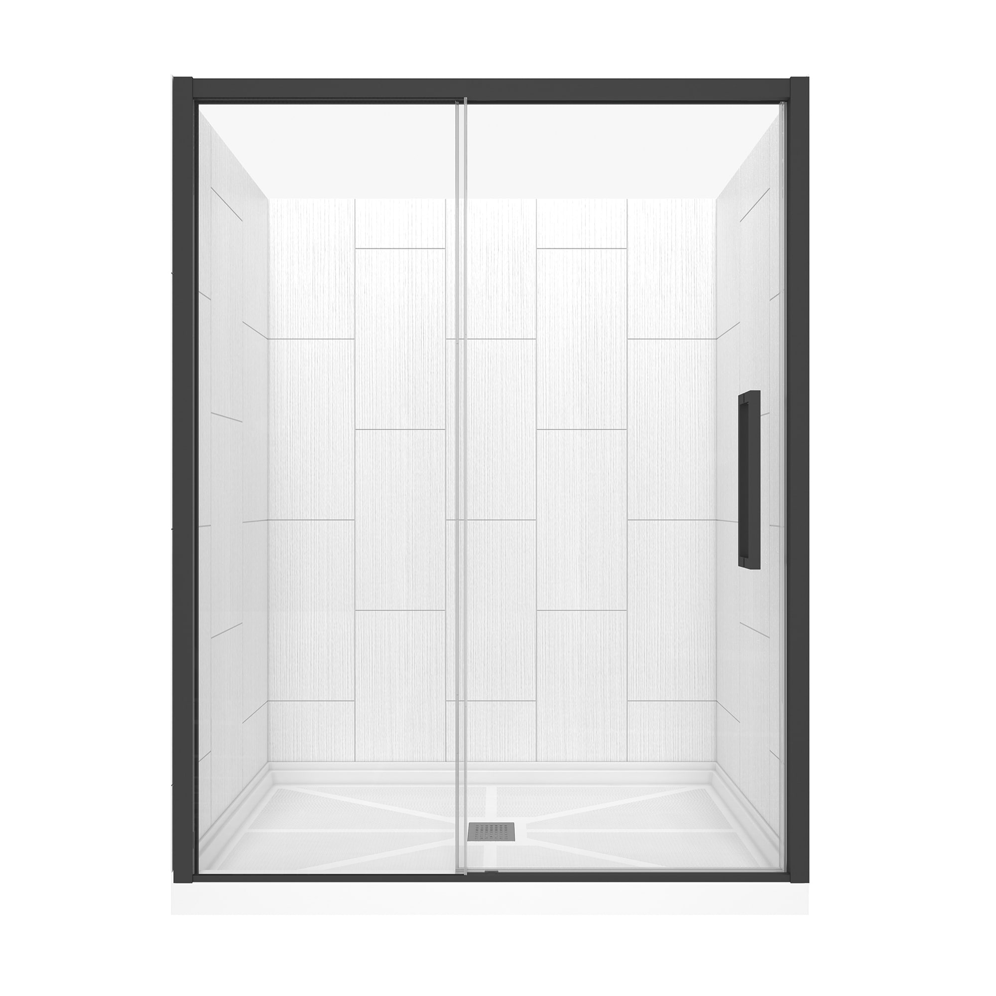 CASAINC CABR1303MB26C25 3 -Piece 36-in W x 60-in L x 80-in H Rectangle One-piece shower kit ( Base, Wall, Door Drain and