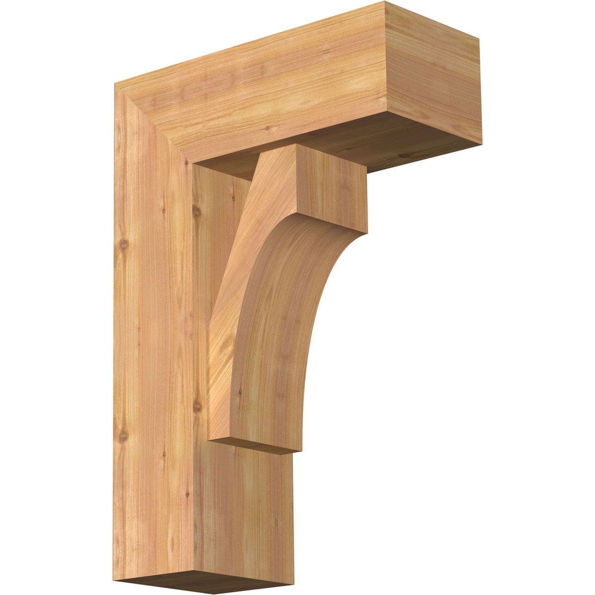 Ekena Millwork 1464465 Westlake Block Smooth Bracket with Offset Brace Western Red Cedar Wood Standard Bracket