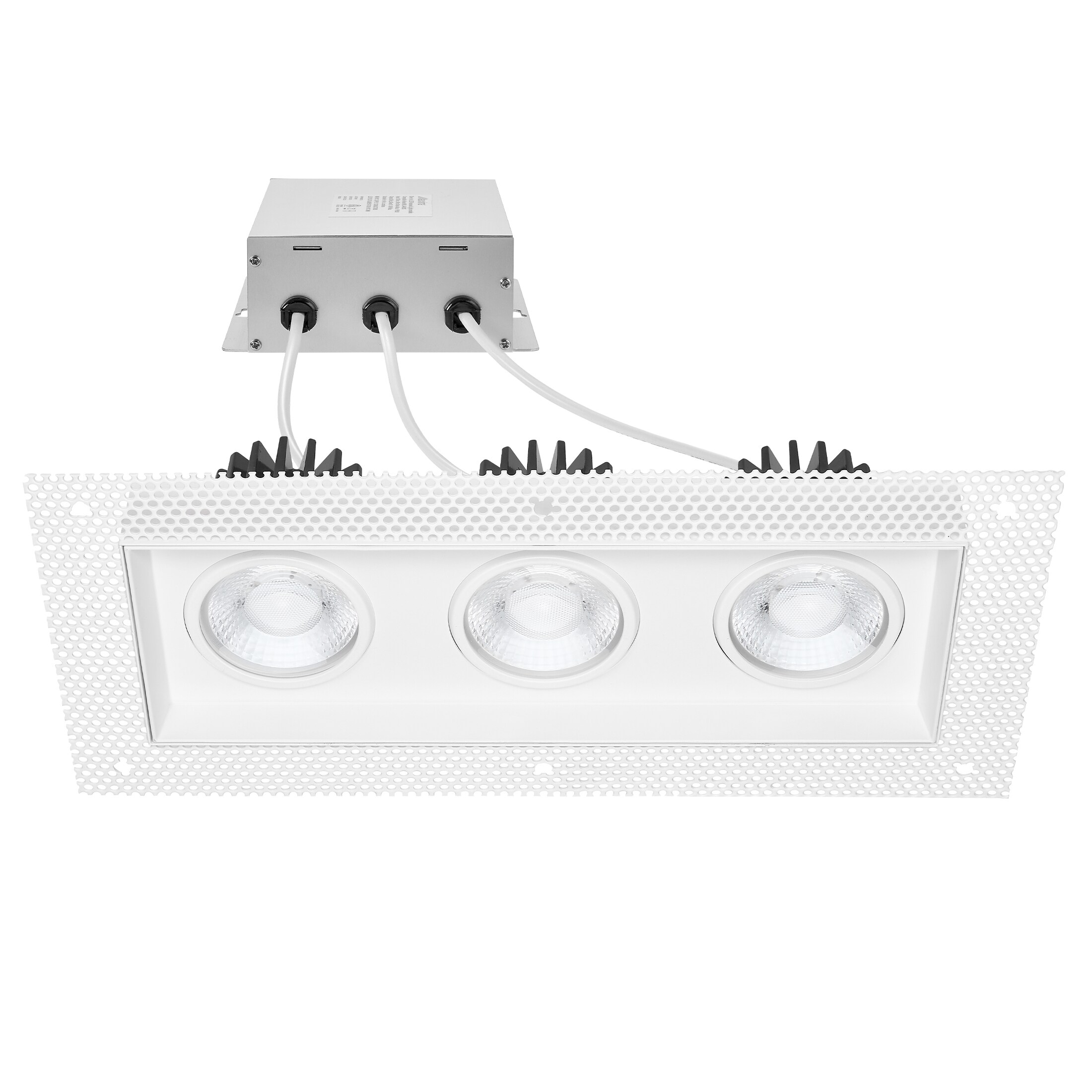 White Aluminum 3-Head LED Recessed Downlight