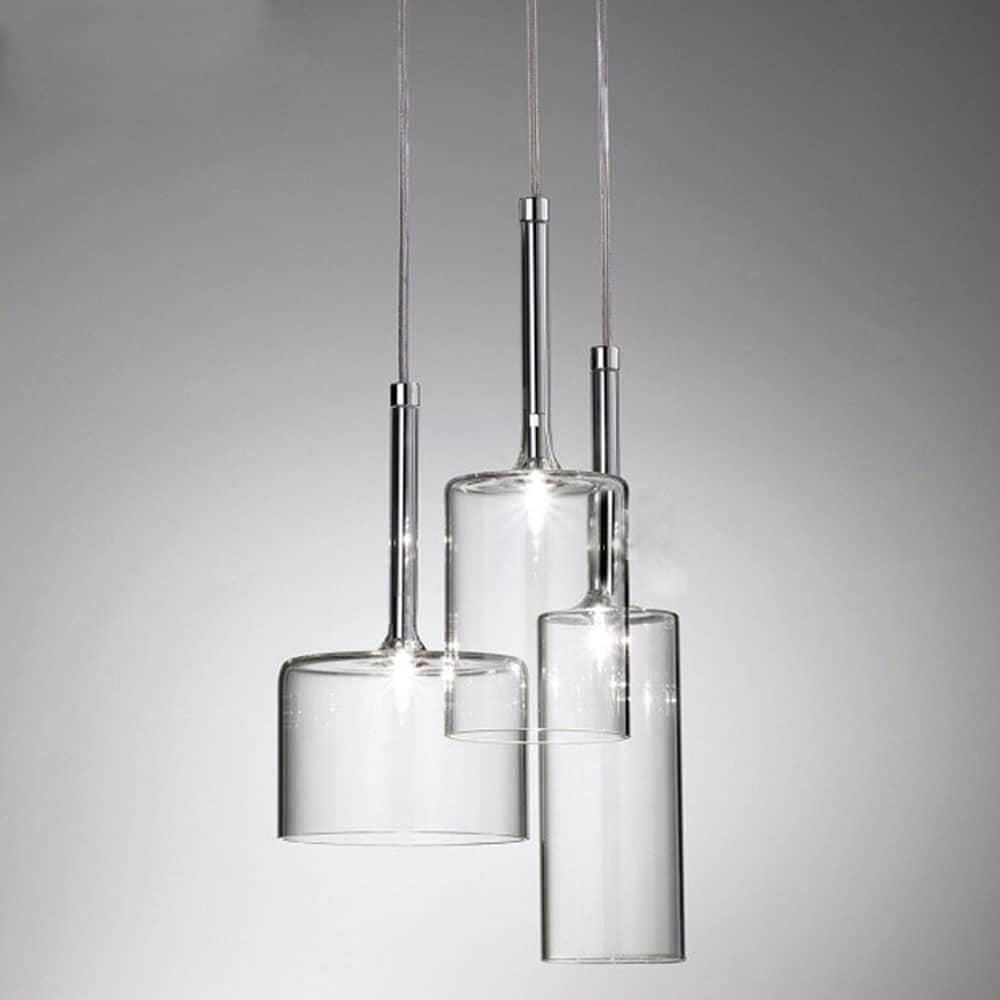 Glass Cylinder 3 Pendant Light Creative Fish line Chandelier Bird Modern  Hanging Silver Fixtures