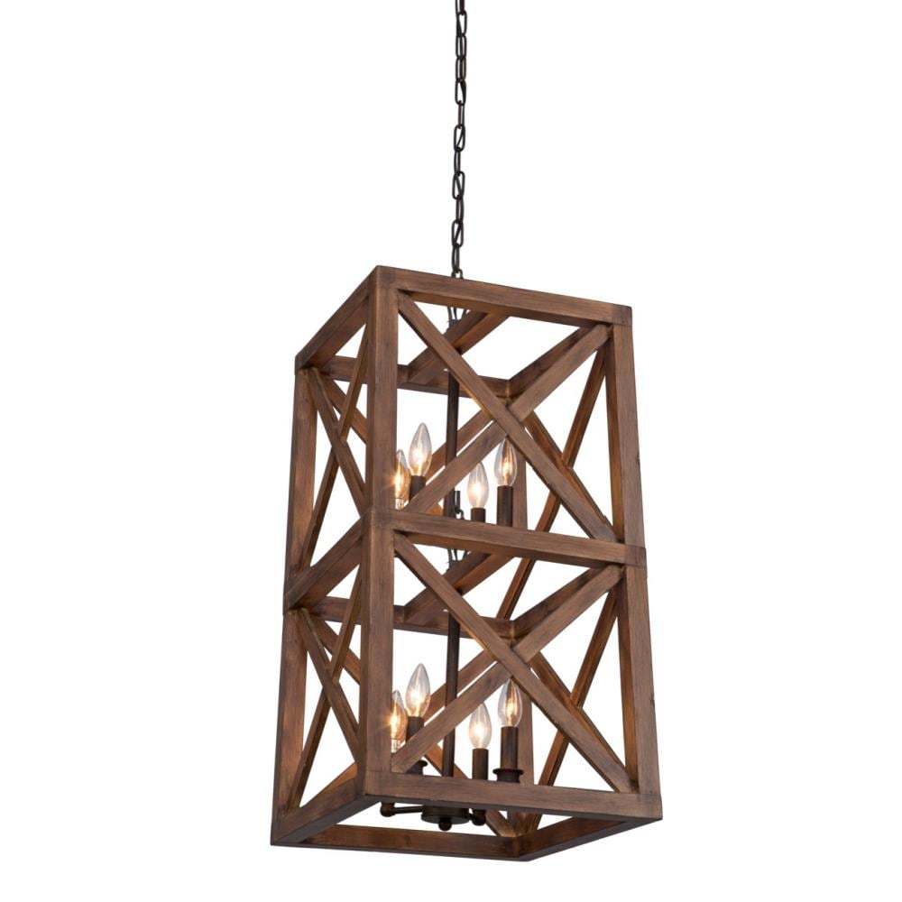 ARTCRAFT JA14008 Collingwood 8-Light Walnut Brown Industrial Square Pendant Light